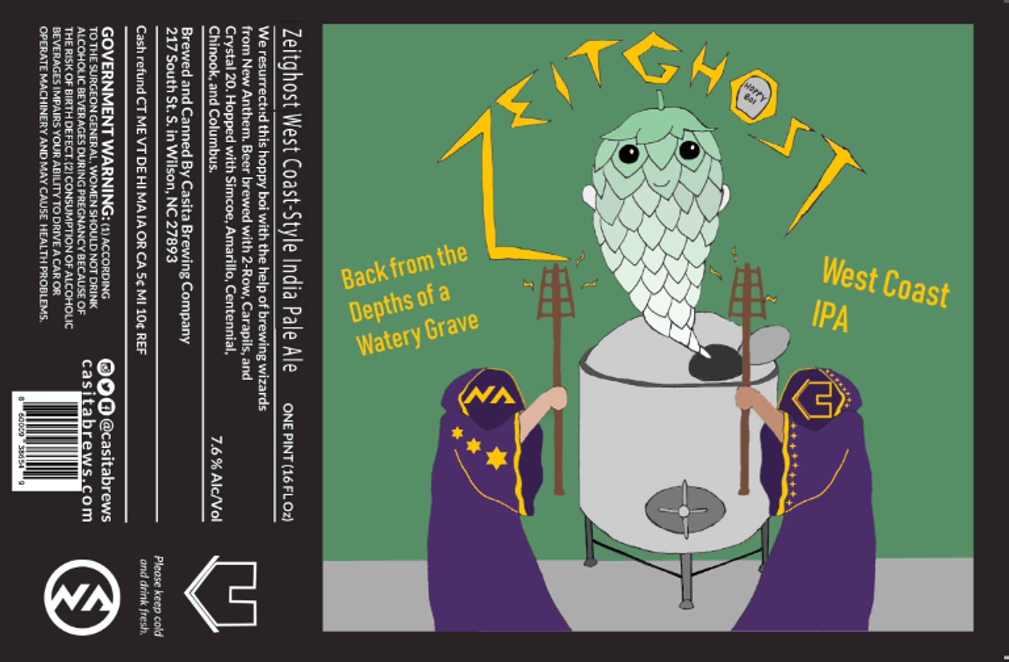 Zeighost West Coast IPA by Casita Brewing Company - beer label