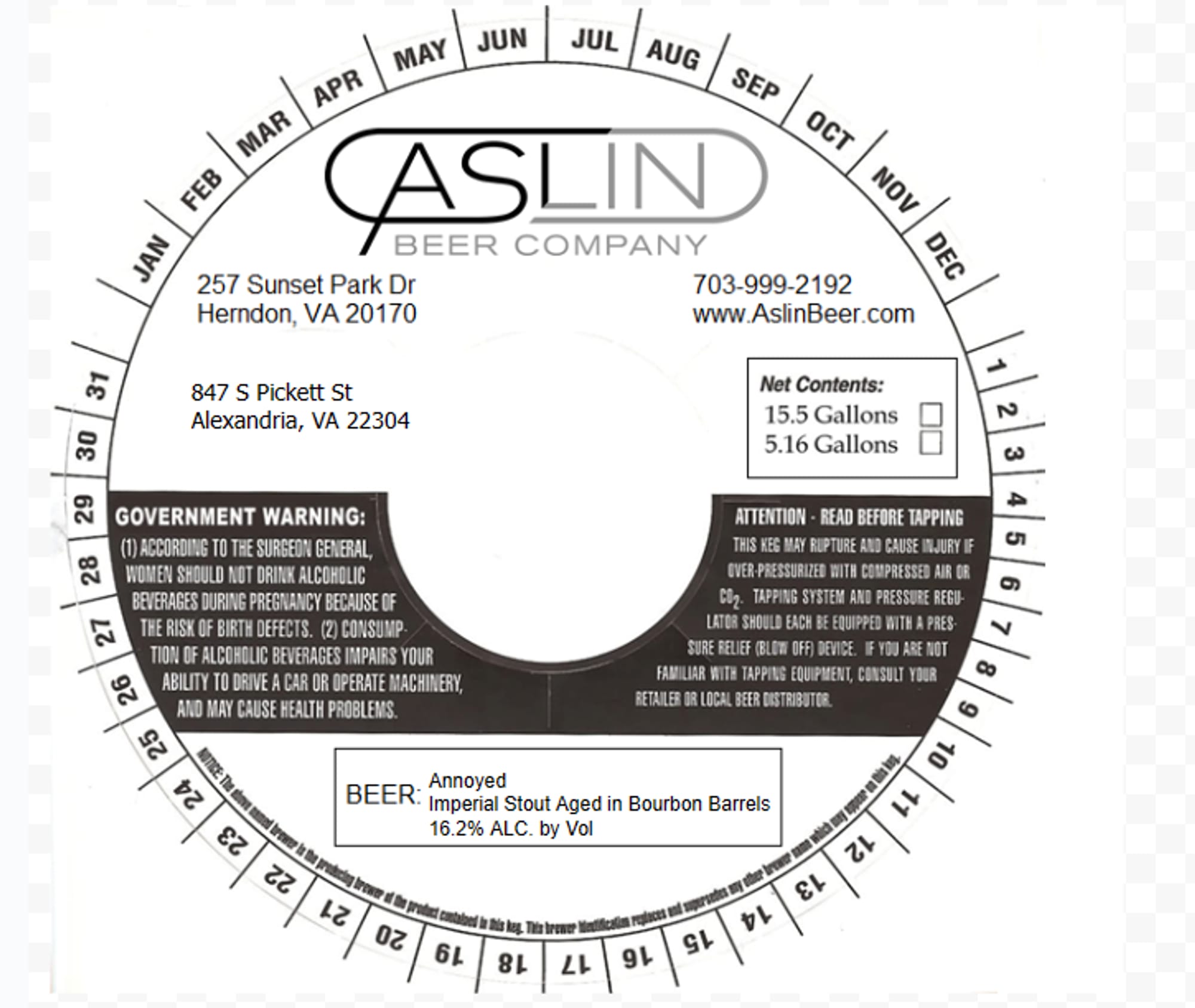 Imperial Stout Aged in Bourbon Barrels by Caslin Beer Company - beer label