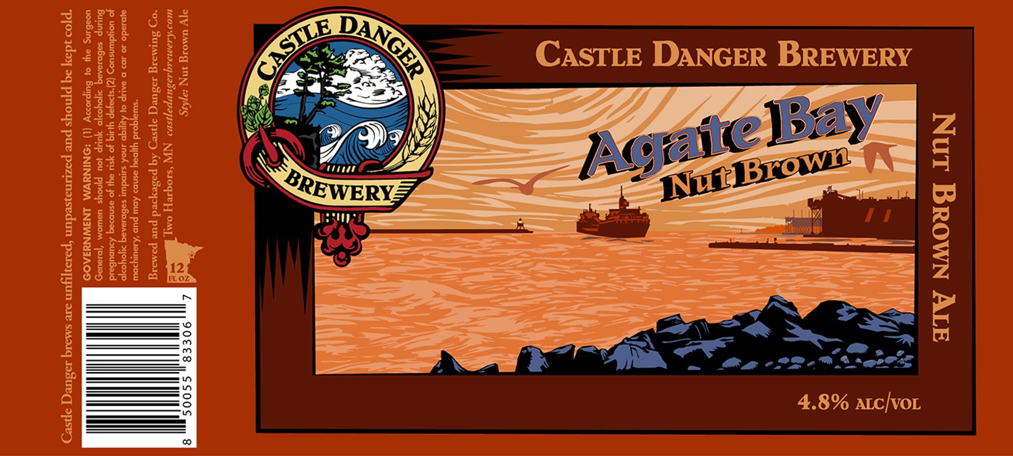 Agate Bay Nut Brown Ale by Castle Danger Brewery - beer label