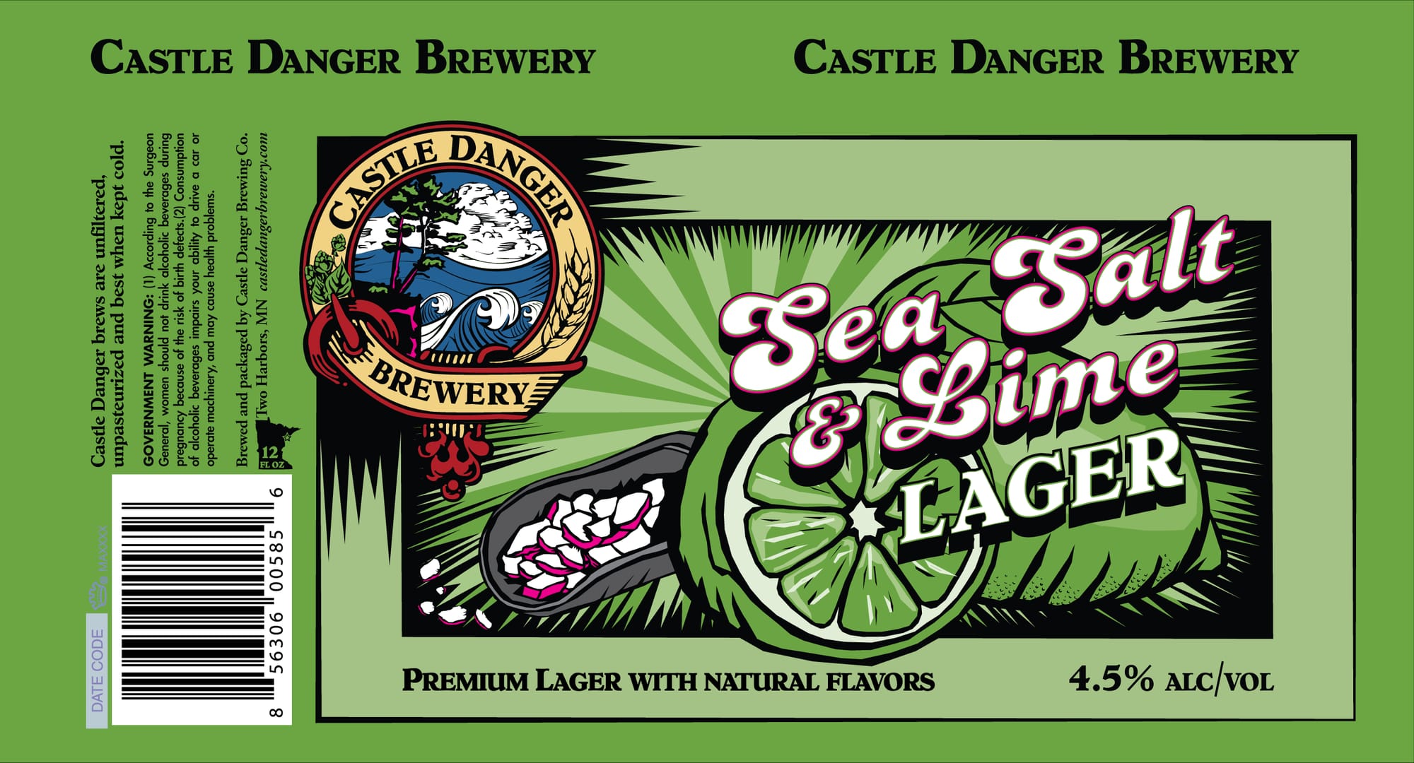 Sea Salt & Lime Lager by Castle Danger Brewery - beer label