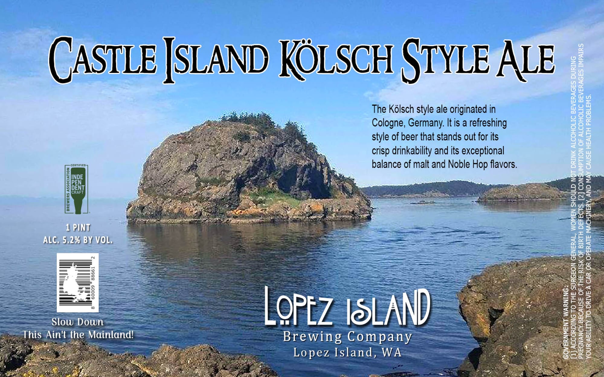 Castle Island Kölsch Style Ale by Lopez Island Brewing Company - beer label