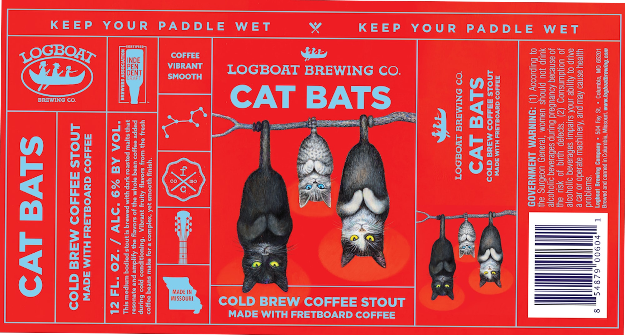 Cat Bats by Logboat Brewing Co. - beer label