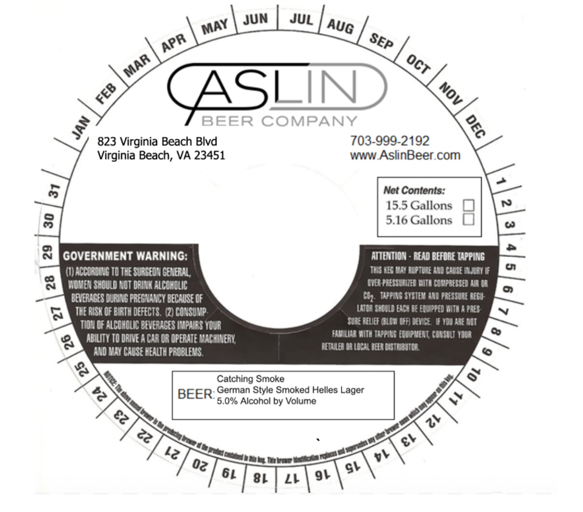 Catching Smoke by Aslin Beer Company - beer label