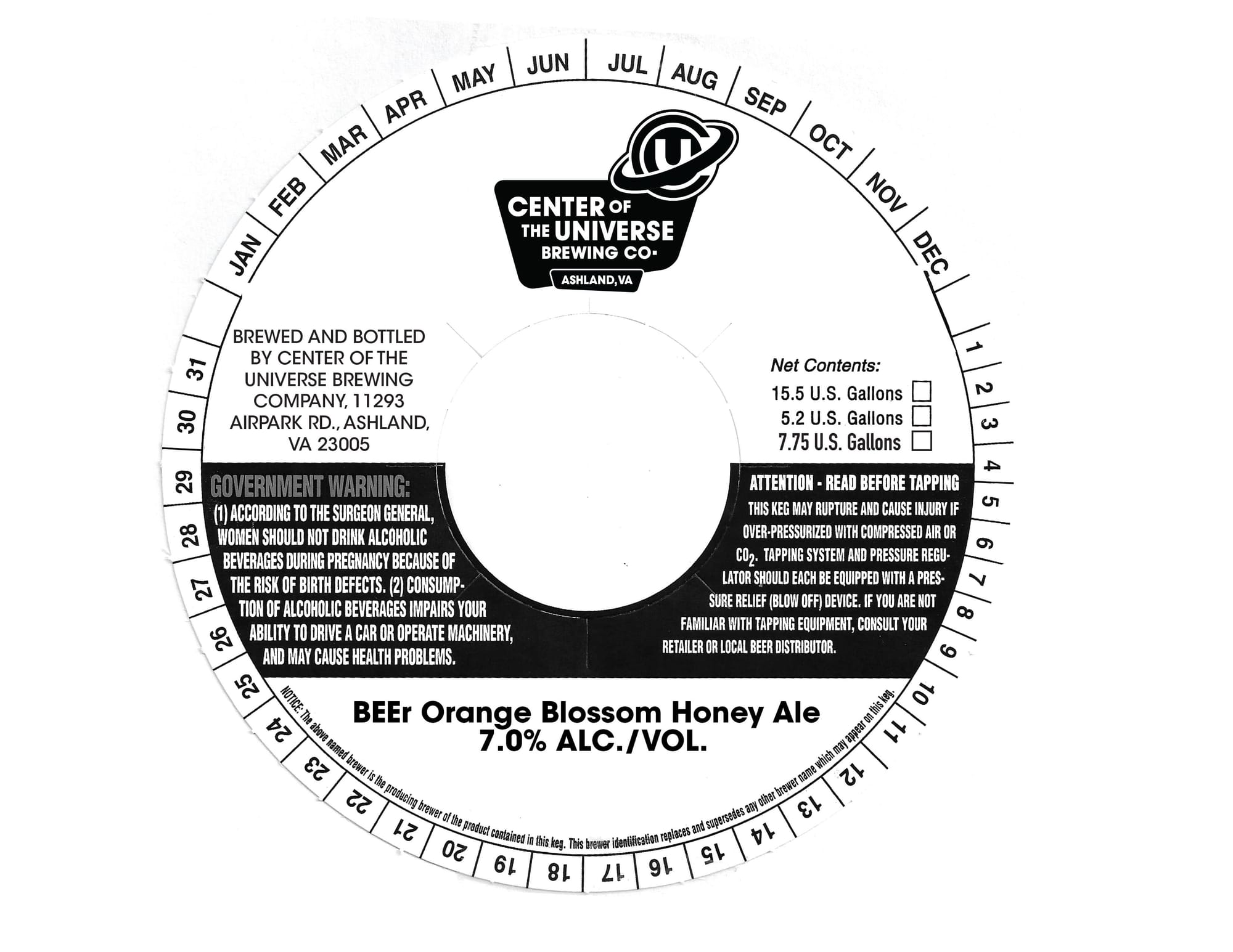 Orange Blossom Honey Ale by Center of the Universe Brewing Co. - beer label