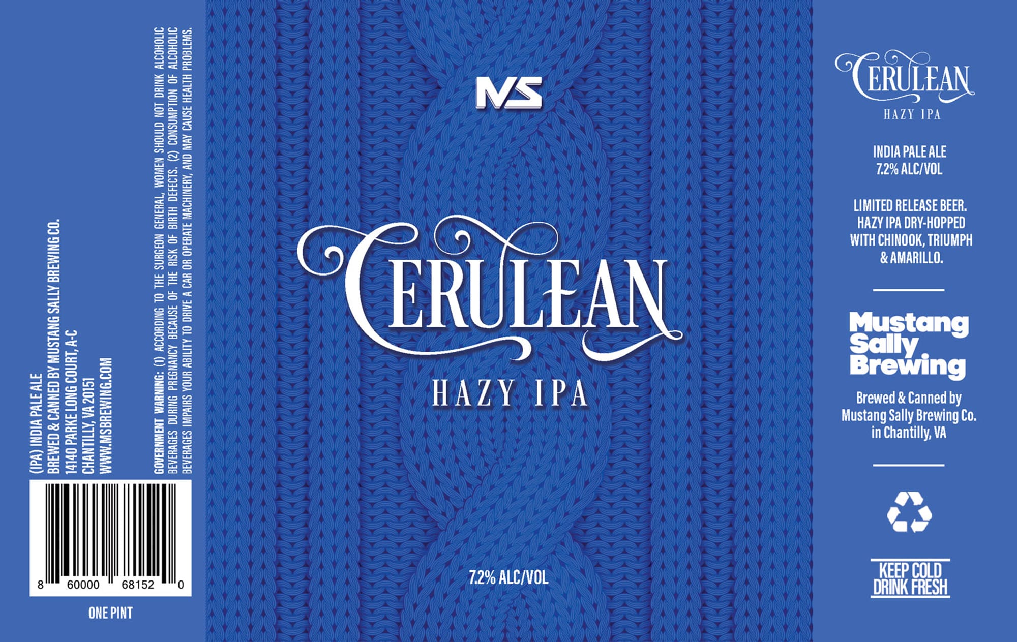 Cerulean by Mustang Sally Brewing - beer label