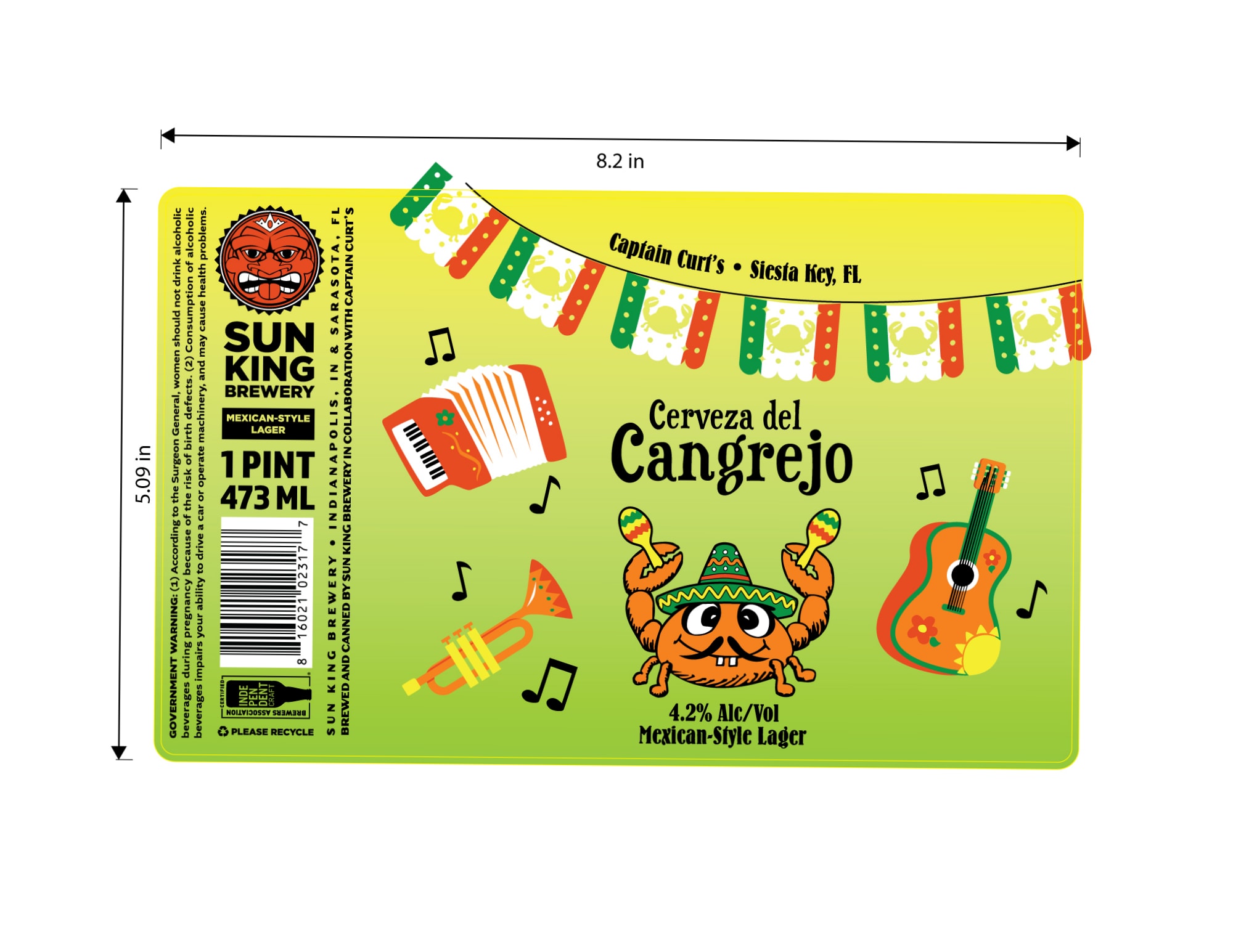 Cerveza del Cangrejo by Sun King Brewery - beer label