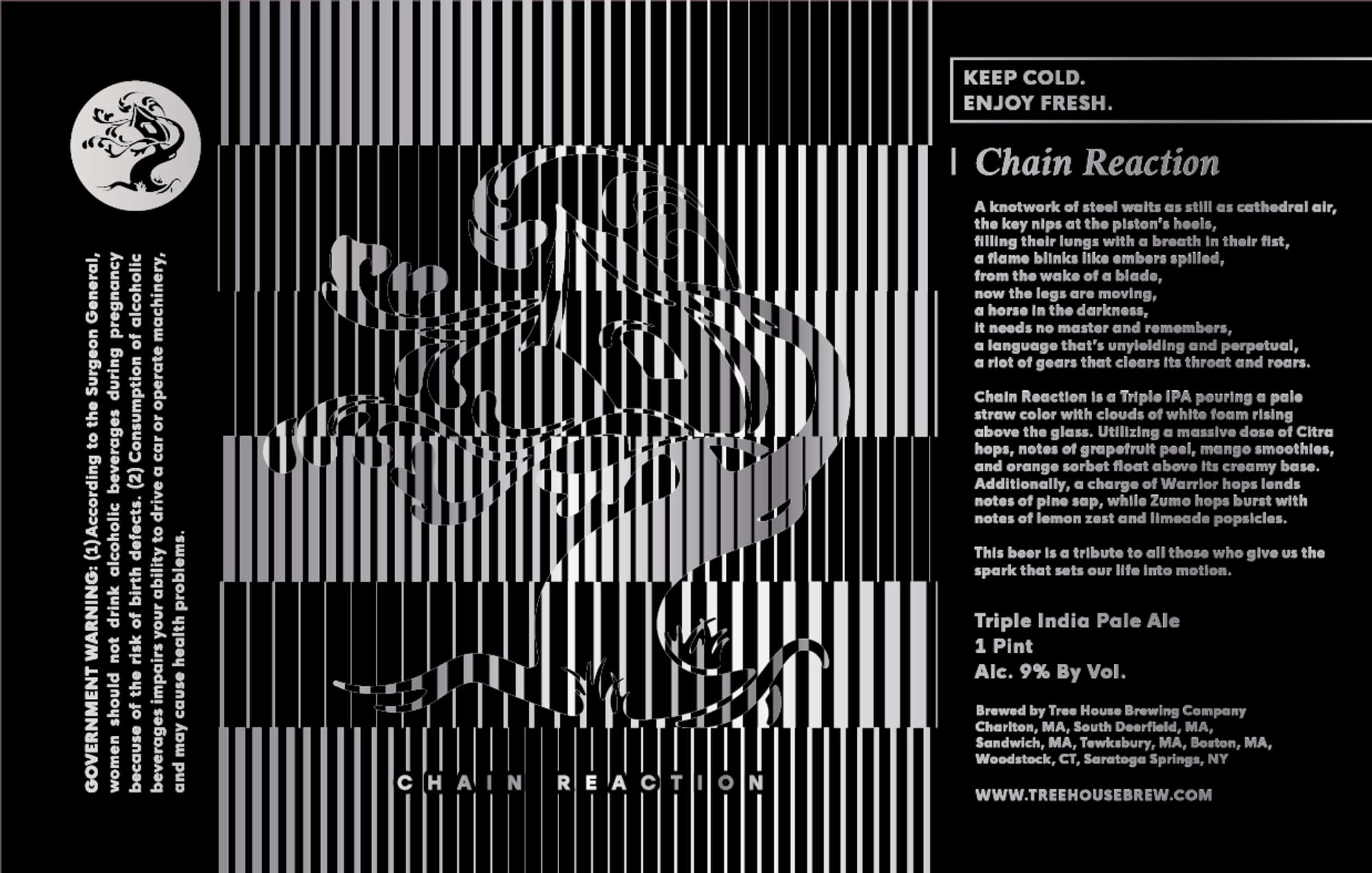 Chain Reaction by Tree House Brewing Company - beer label