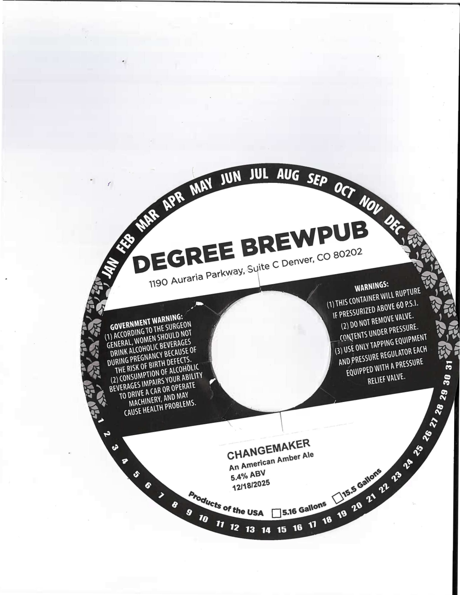 Changemaker by Degree Brewpub - beer label