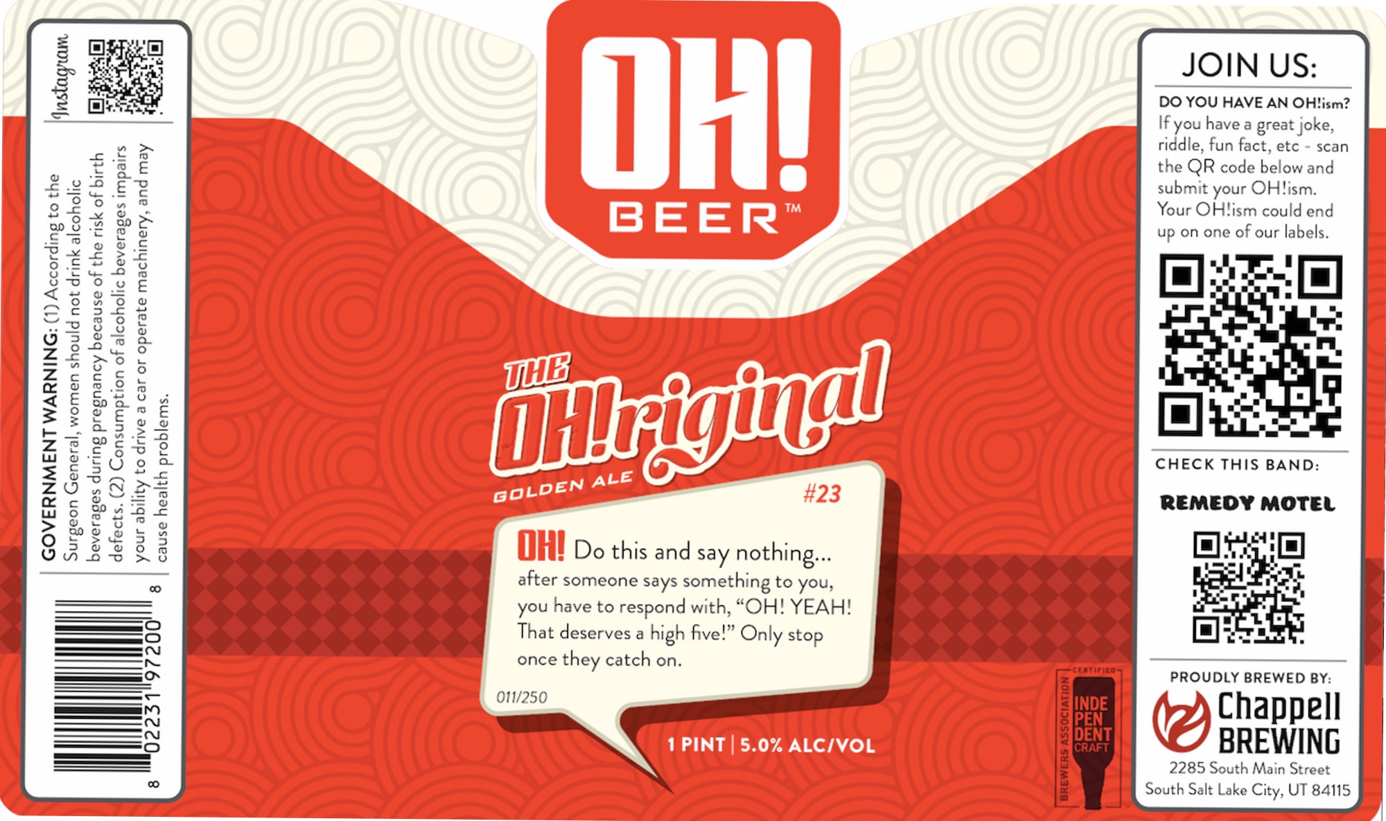 OH! Beer™ – The Original by Chappell Brewing - beer label