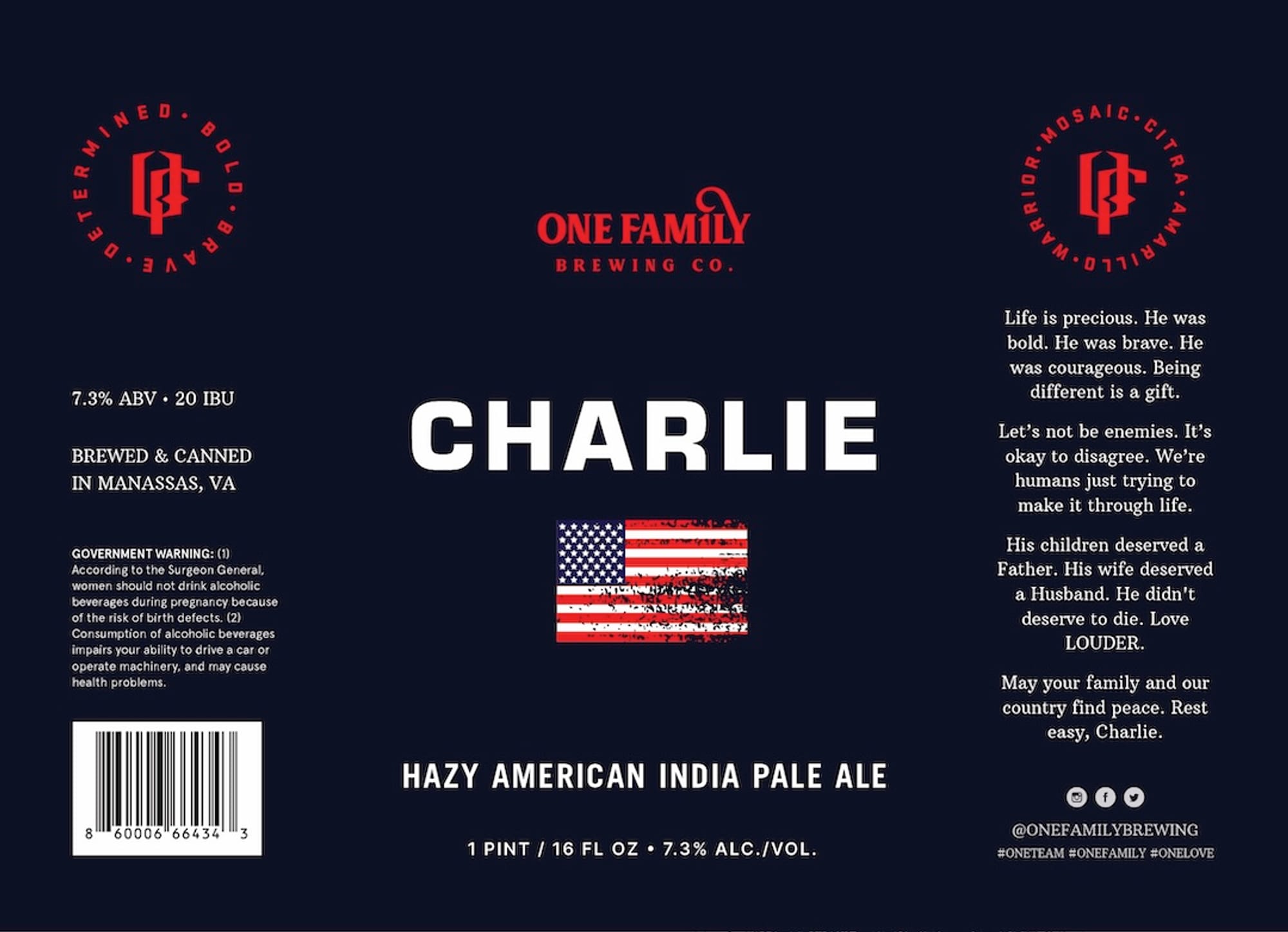 Charlie by One Family Brewing Co. - beer label