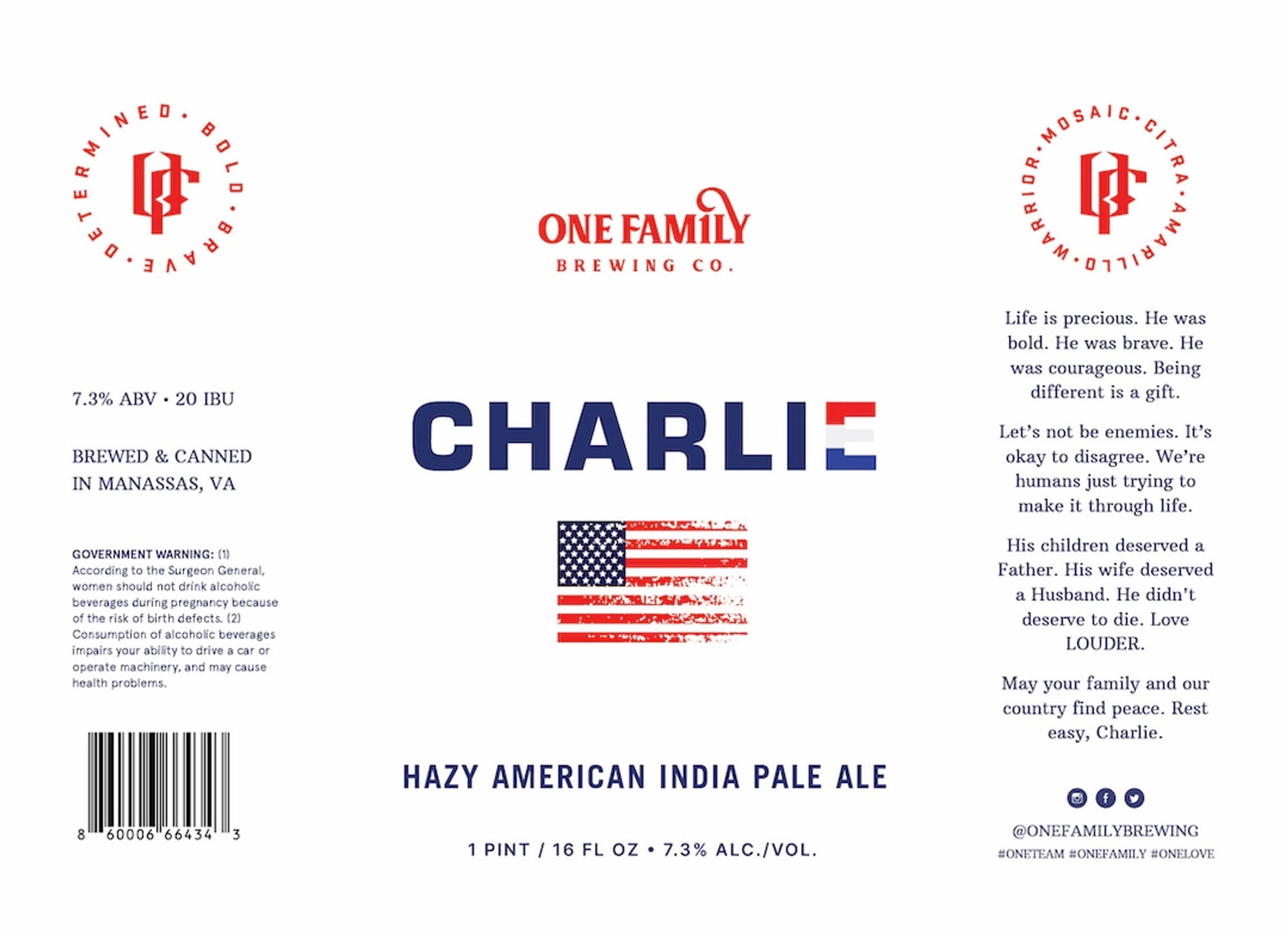 Charlie by One Family Brewing Co. - beer label