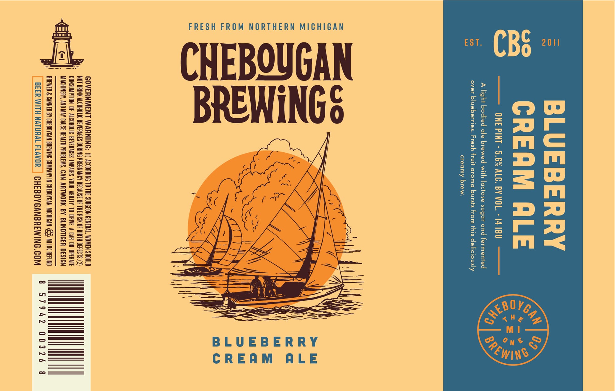Blueberry Cream Ale by Cheboygan Brewing Co. - beer label