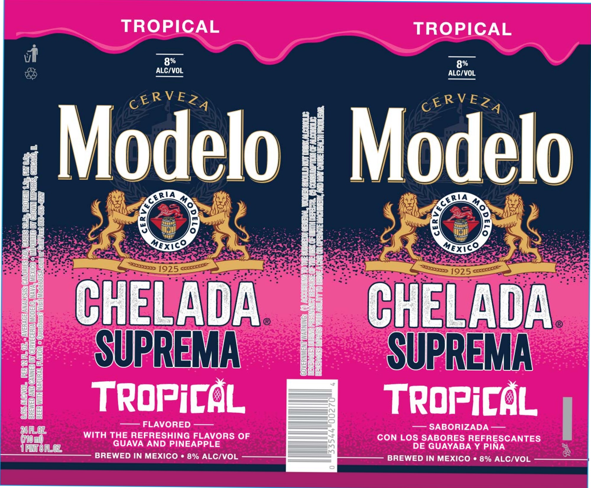 Chelada Suprema Tropical by Cervecería Modelo - beer label