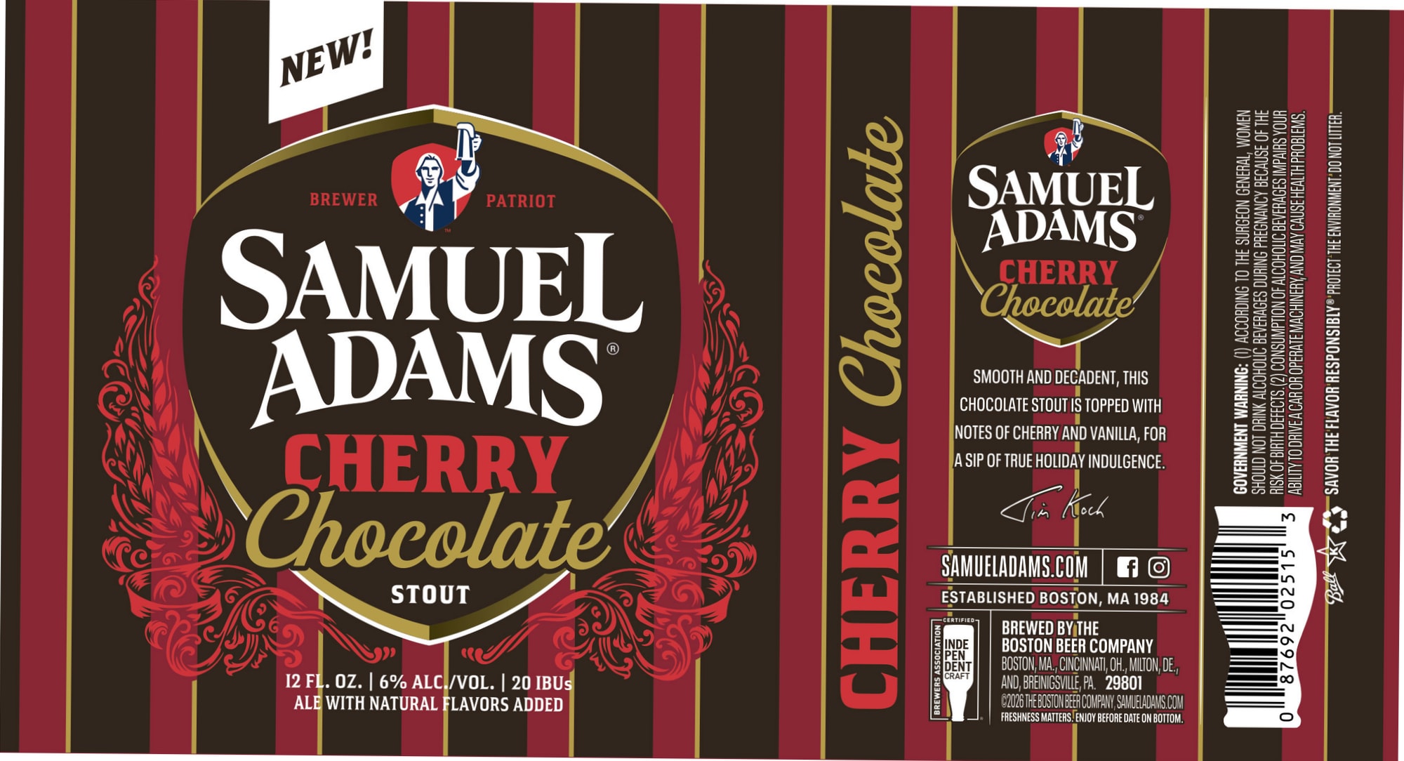 Cherry Chocolate Stout by Samuel Adams - beer label