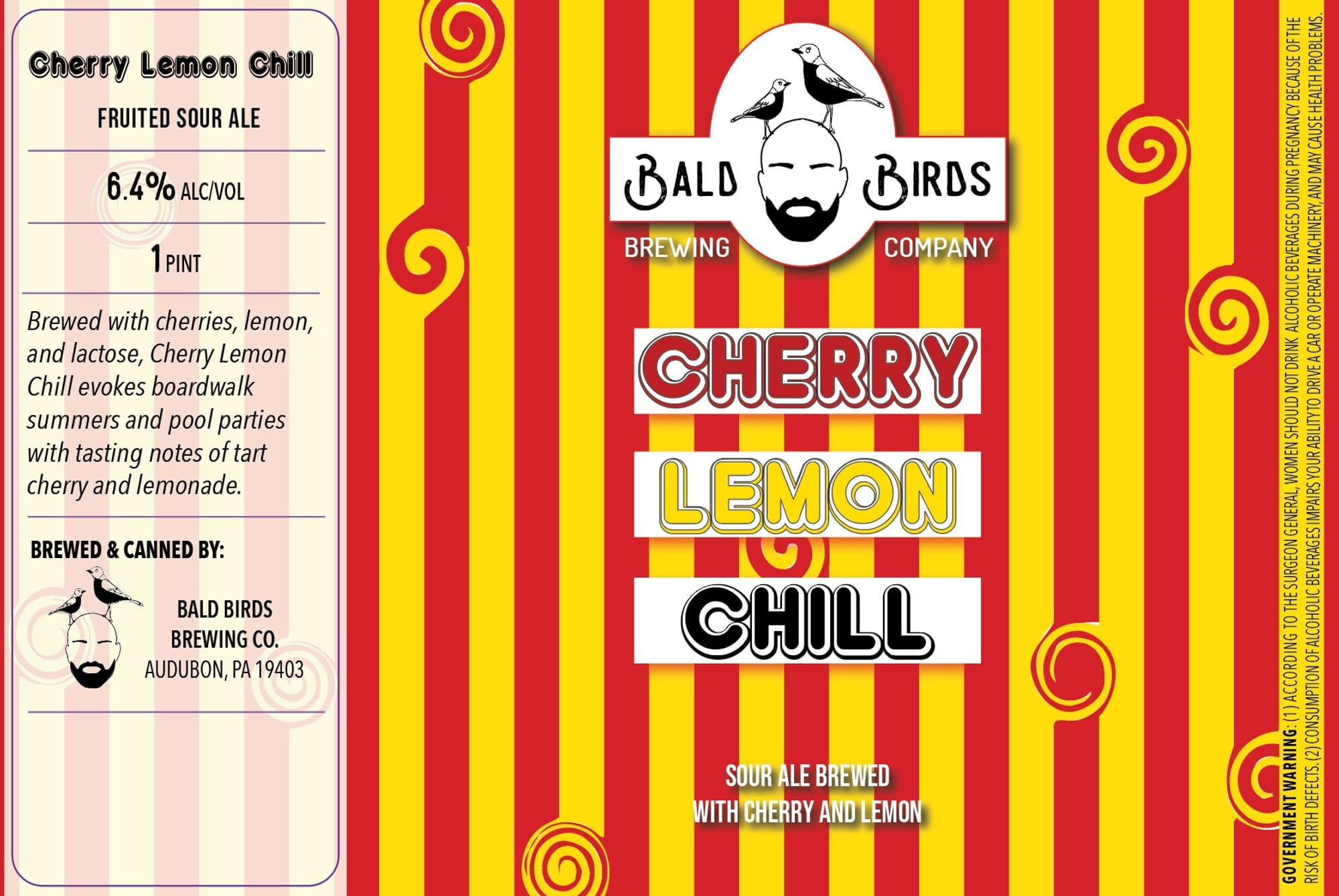 Cherry Lemon Chill by Bald Birds Brewing Co. - beer label