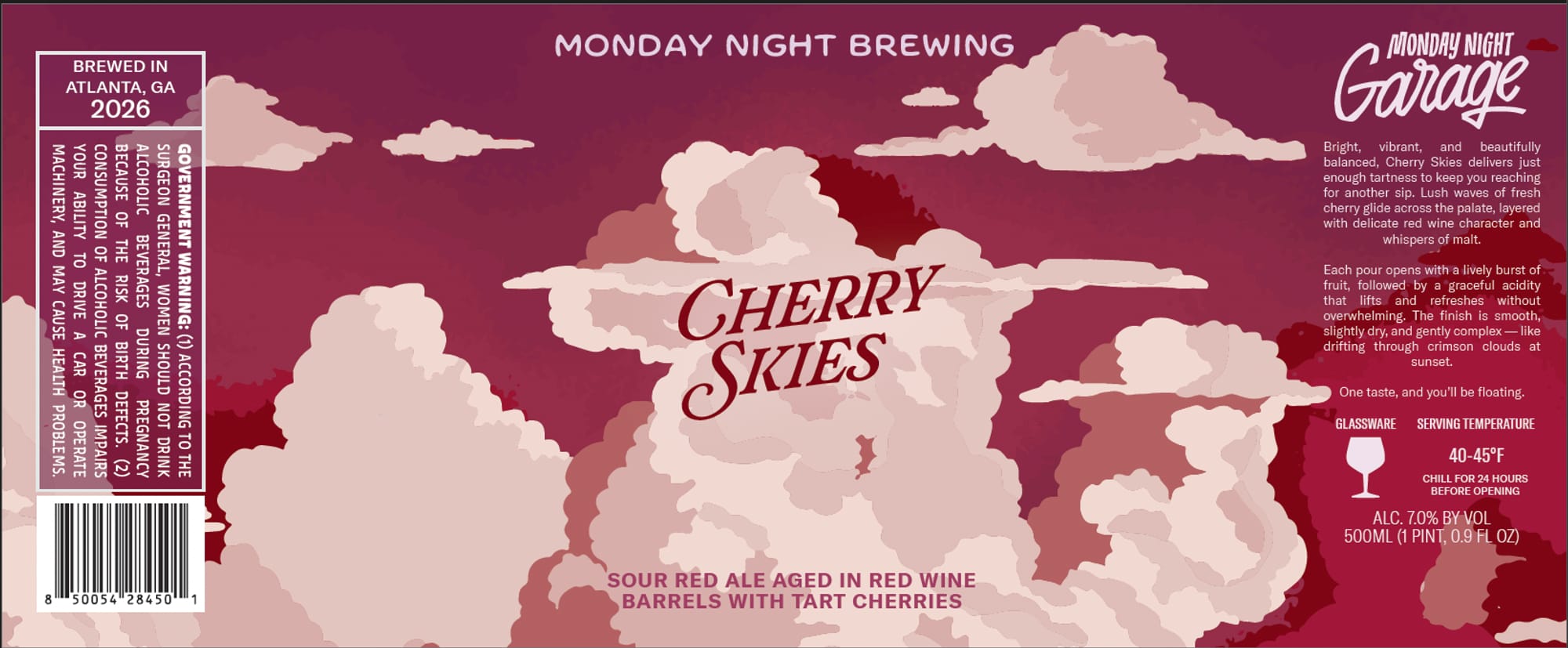 Cherry Skies by Monday Night Garage - beer label