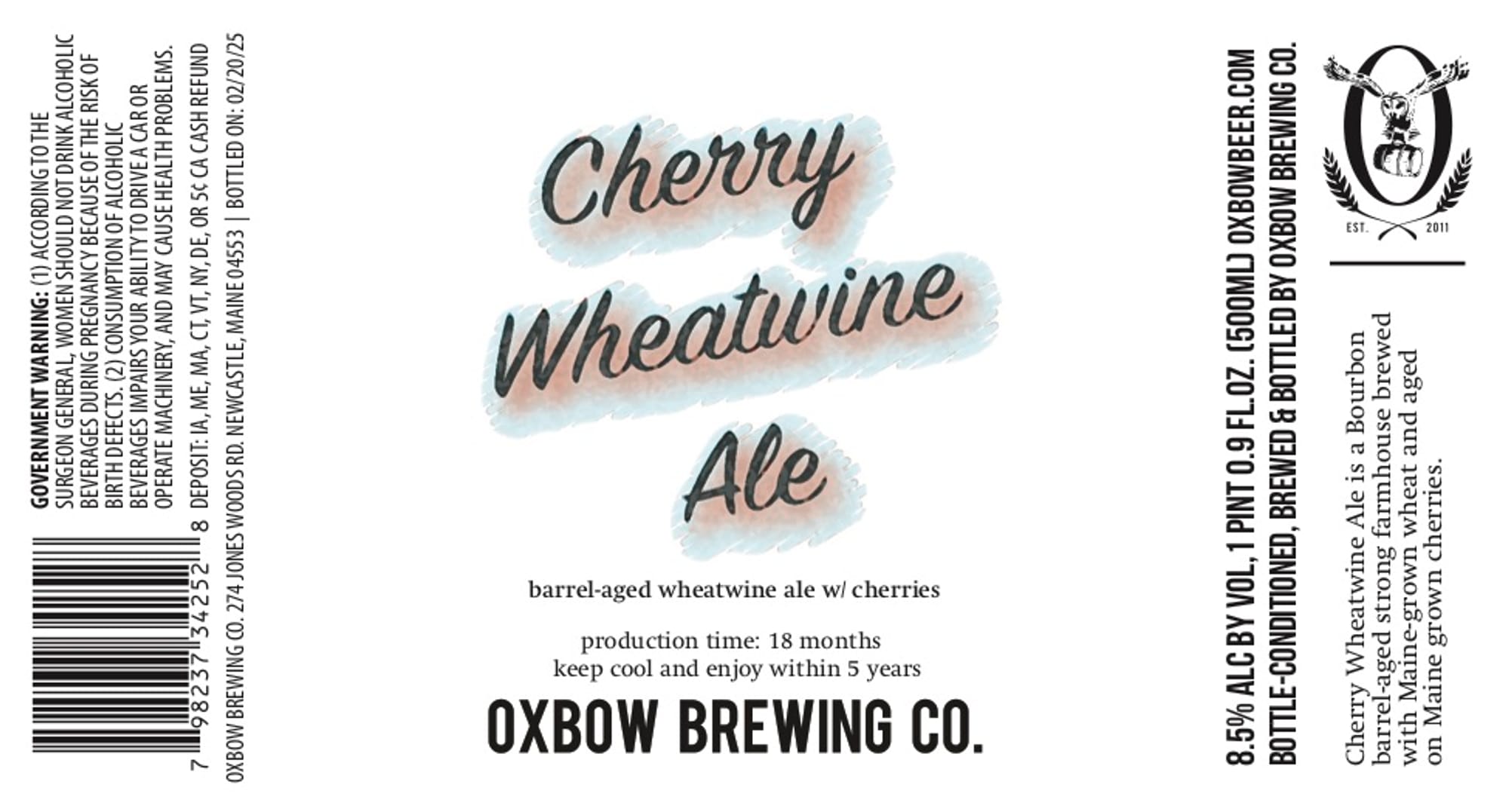 Cherry Wheatwine Ale by Oxbow Brewing Co. - beer label