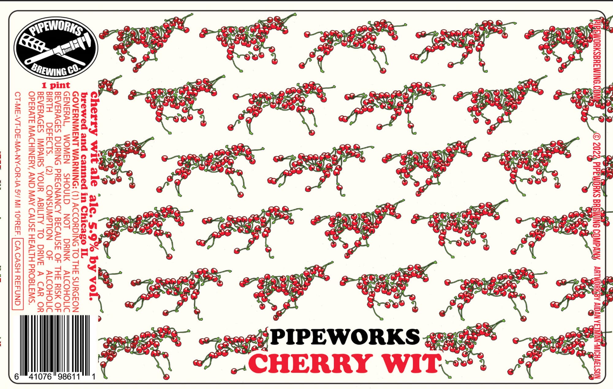 Cherry Wit by Pipeworks Brewing Co. - beer label
