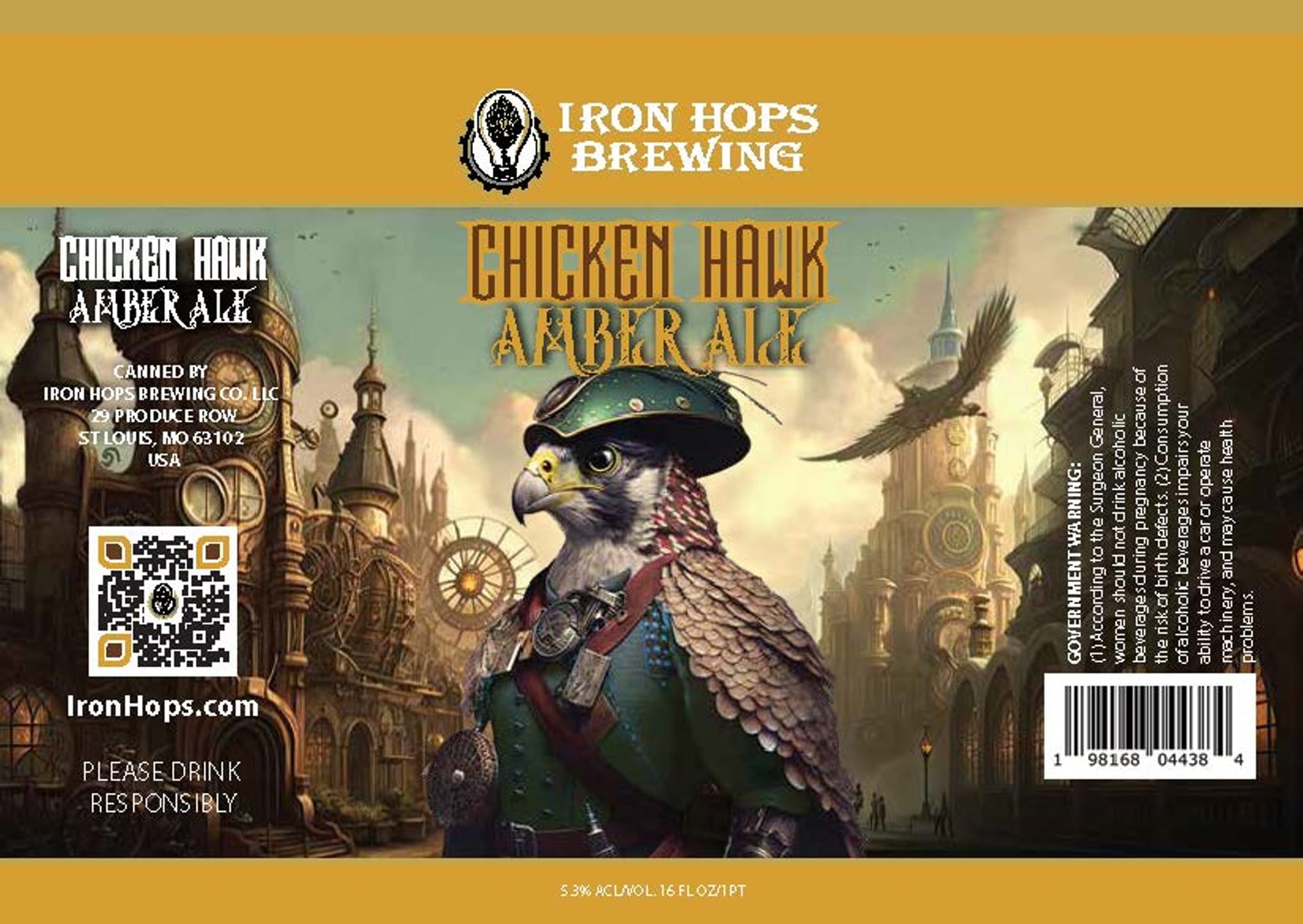 Chicken Hawk Amber Ale by Iron Hops Brewing - beer label