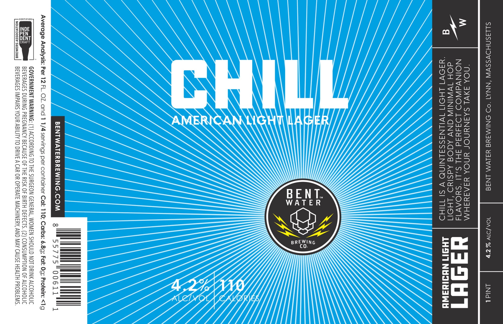 Chill by Bent Water Brewing Co. - beer label