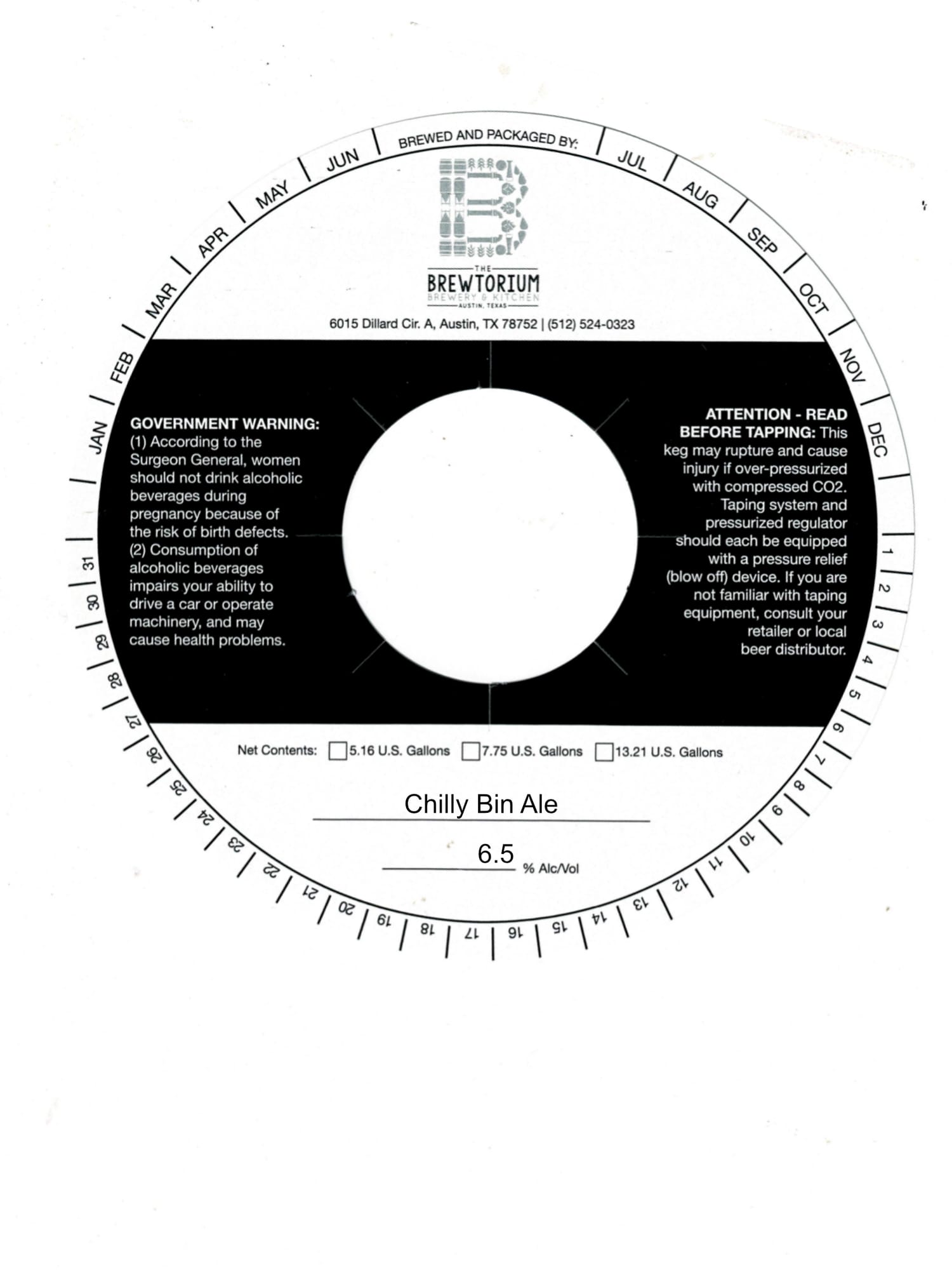 Chilly Bin Ale by Brewtorium - beer label