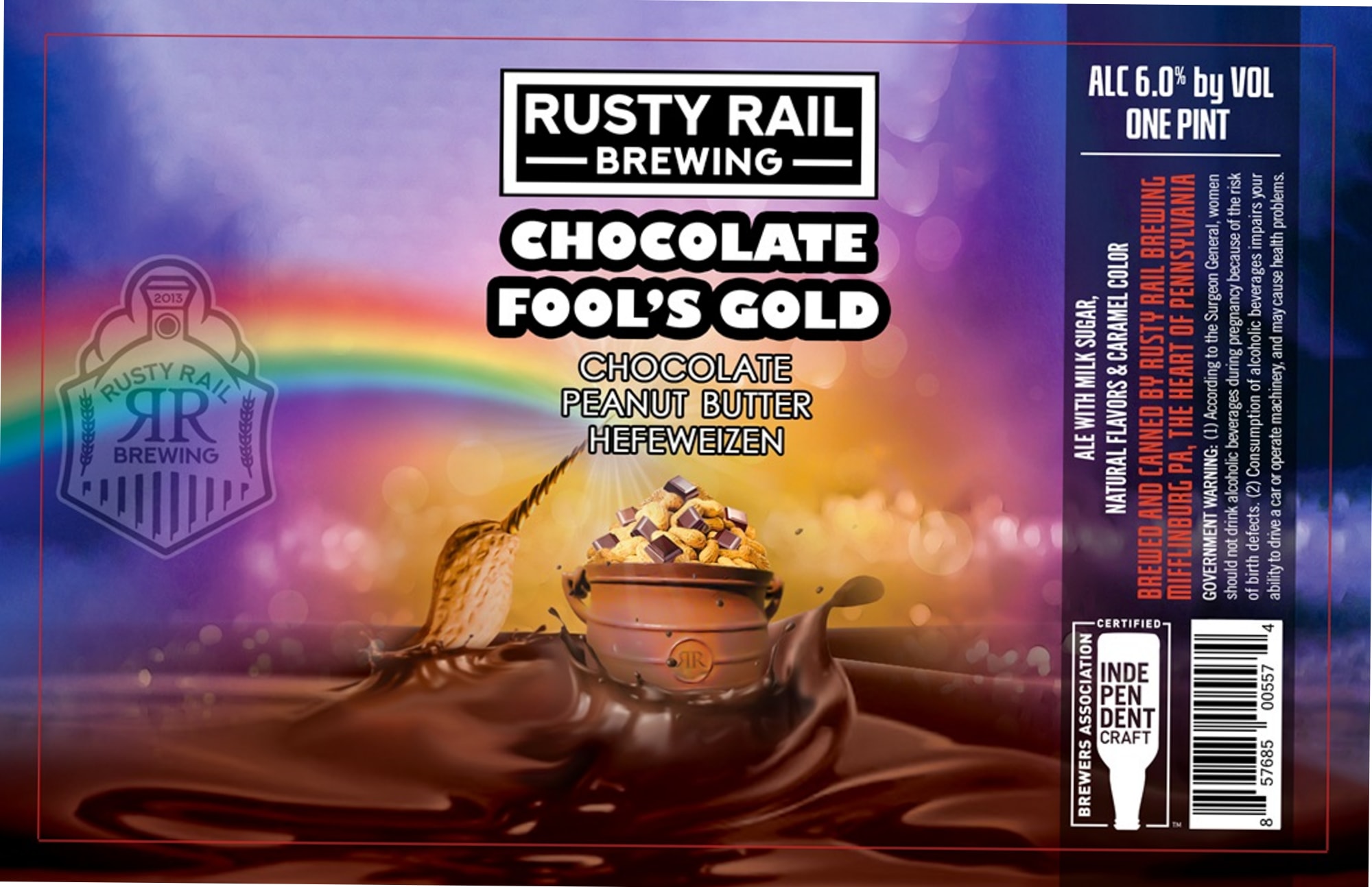 Chocolate Fool’s Gold by Rusty Rail Brewing - beer label