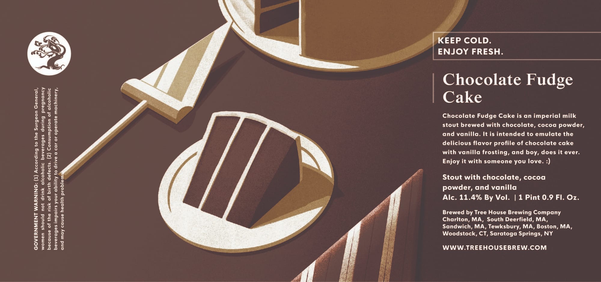 Chocolate Fudge Cake by Tree House Brewing Company - beer label