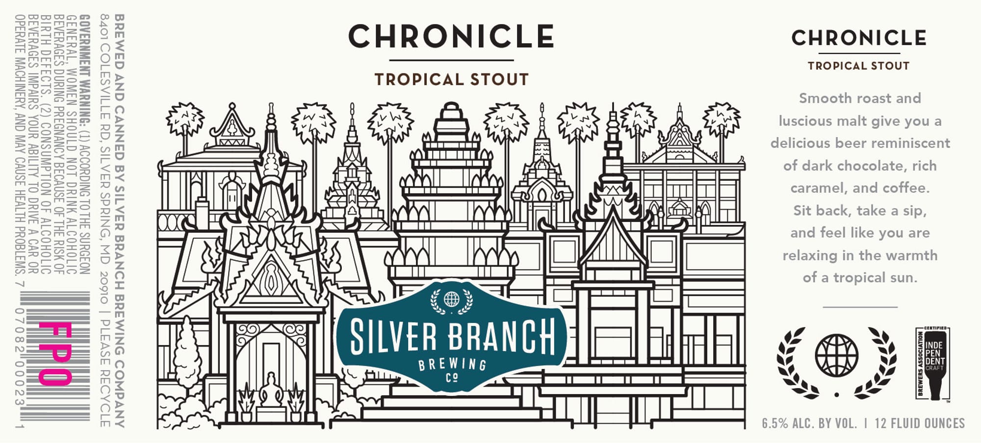 Chronicle Tropical Stout by Silver Branch Brewing Co. - beer label