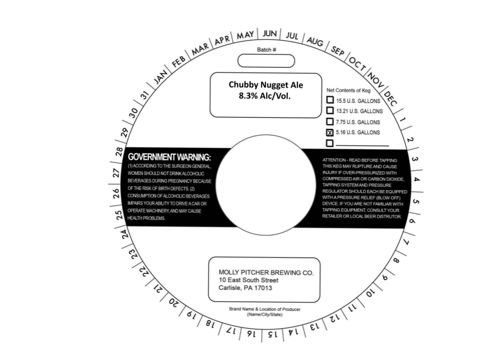 Chubby Nugget Ale by Molly Pitcher Brewing Co. - beer label