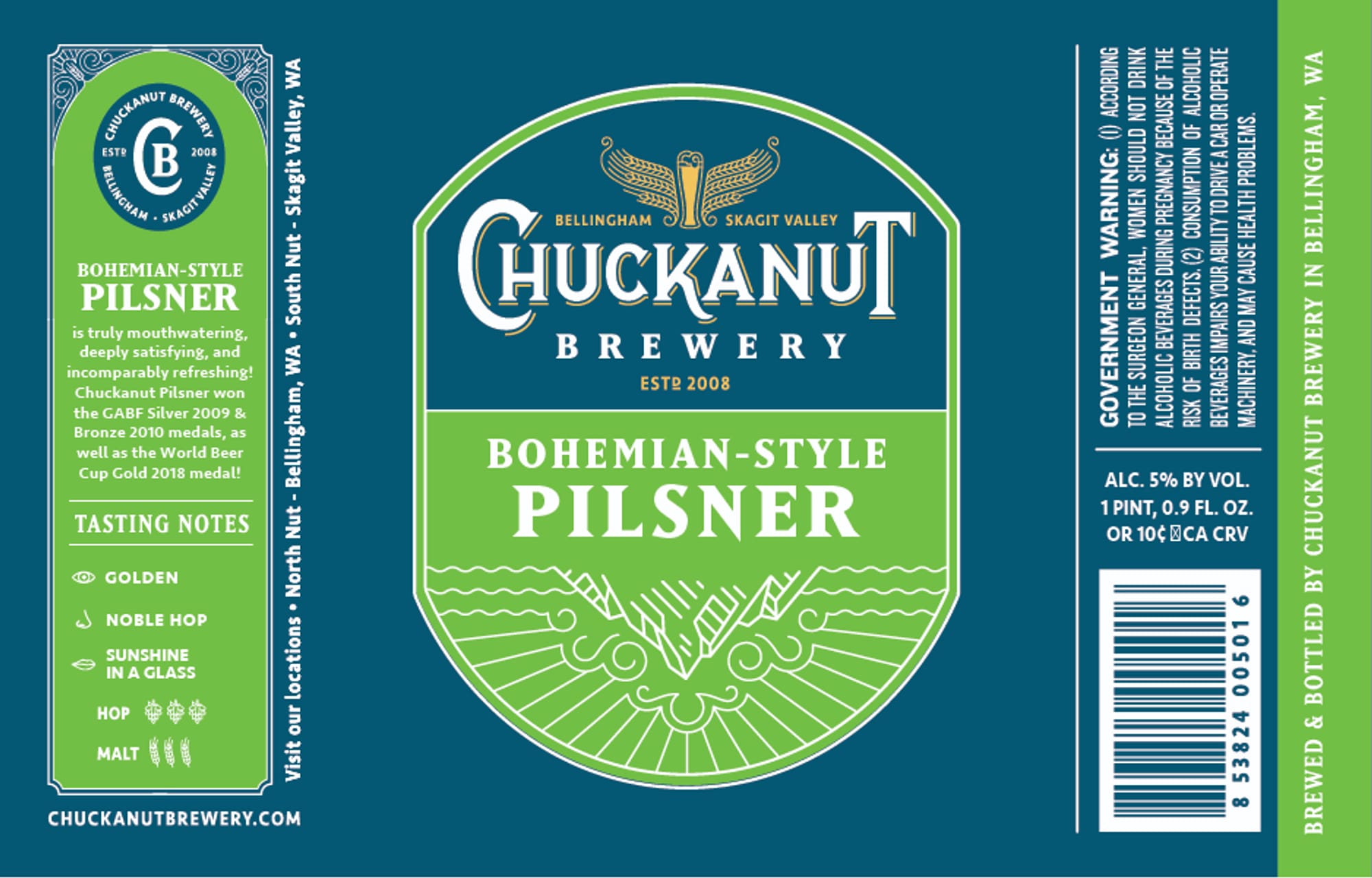 Bohemian-Style Pilsner by Chuckanut Brewery - beer label