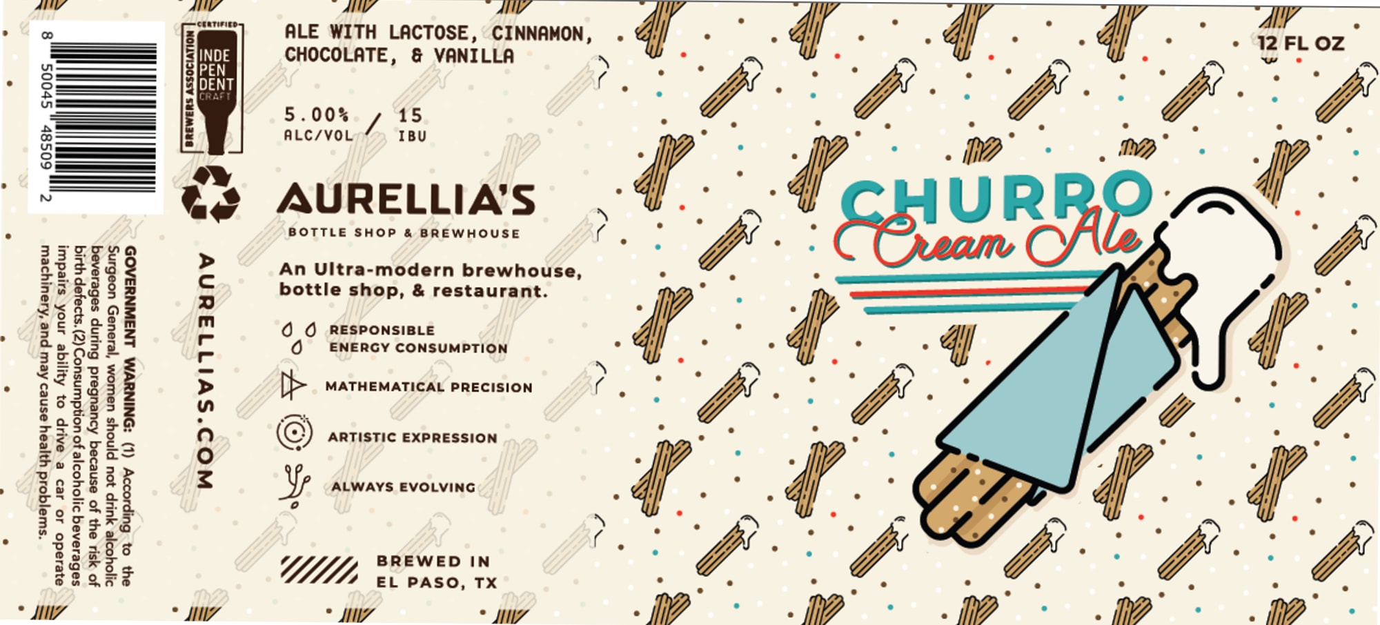 Churro Cream Ale by Aurelia’s - beer label