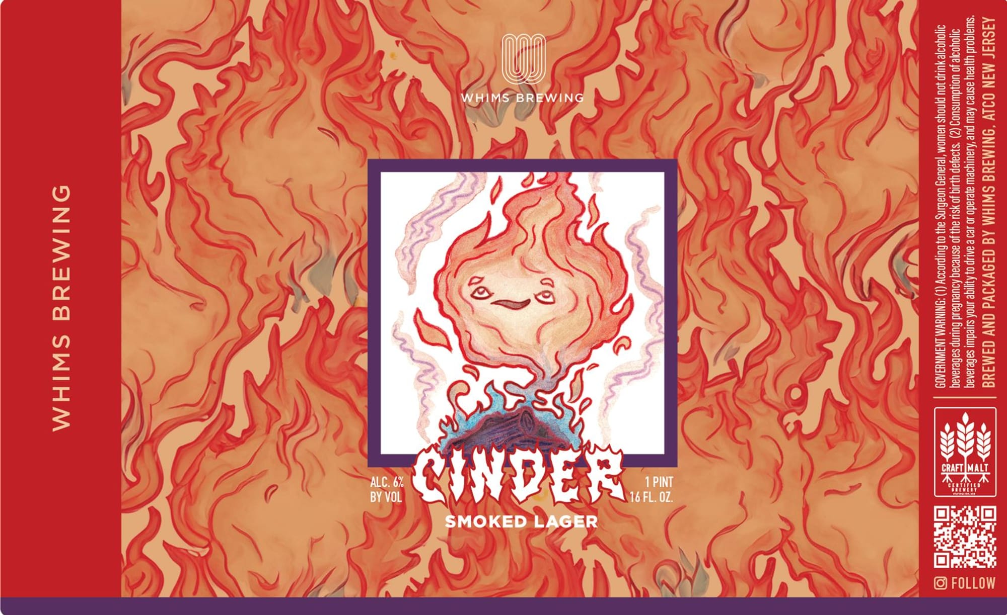 Cinder by Whims Brewing - beer label
