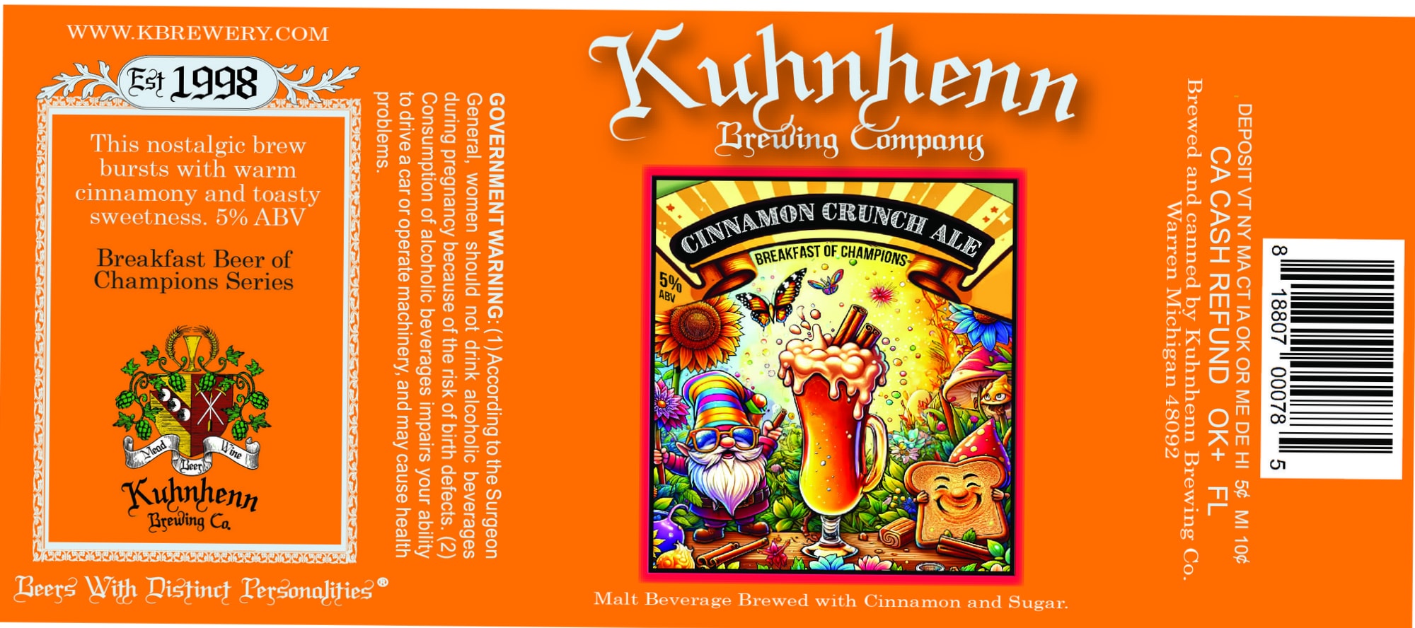 Cinnamon Crunch Ale by Kuhnhenn Brewing Company - beer label
