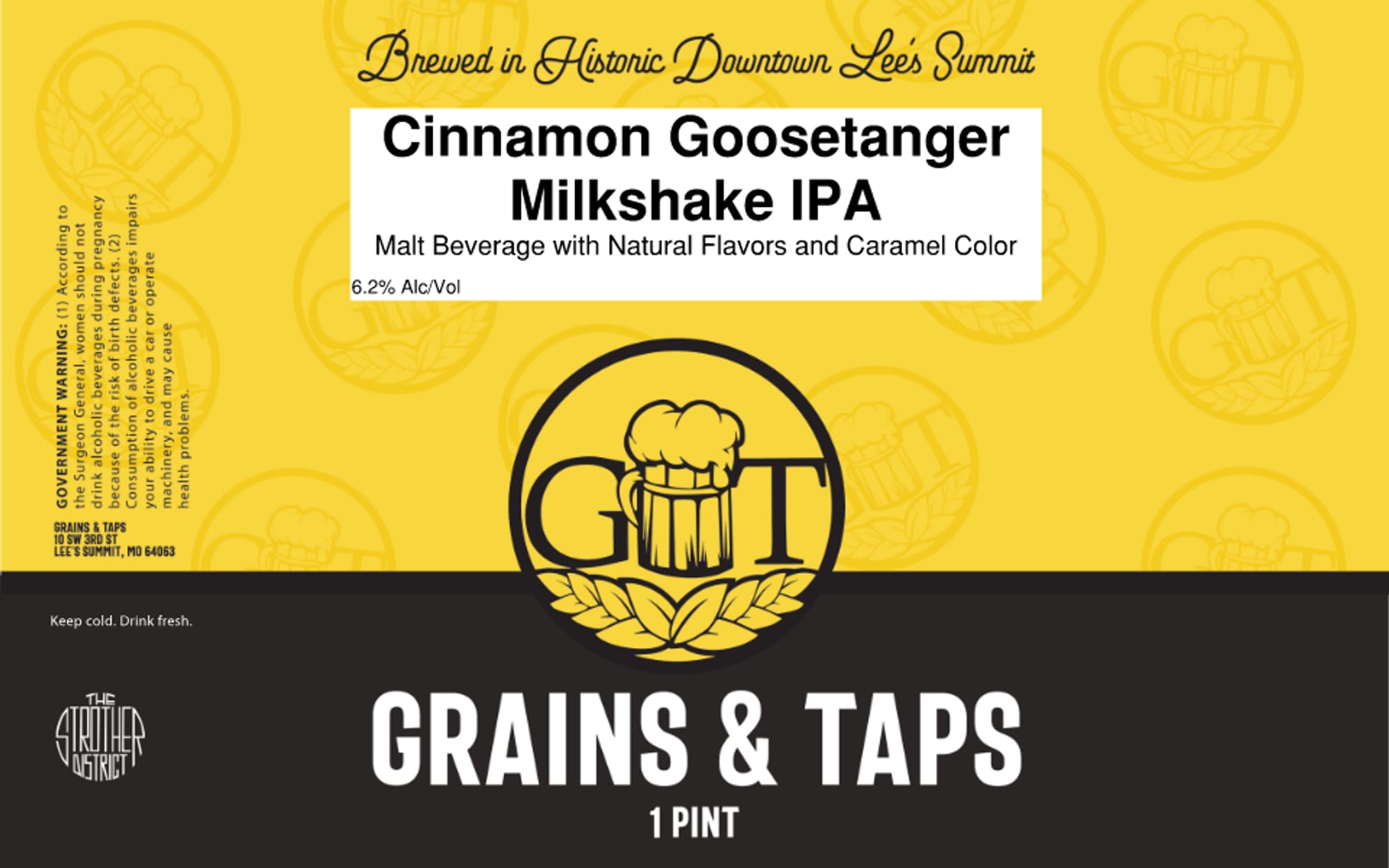 Cinnamon Goosetanger by Grains & Taps - beer label