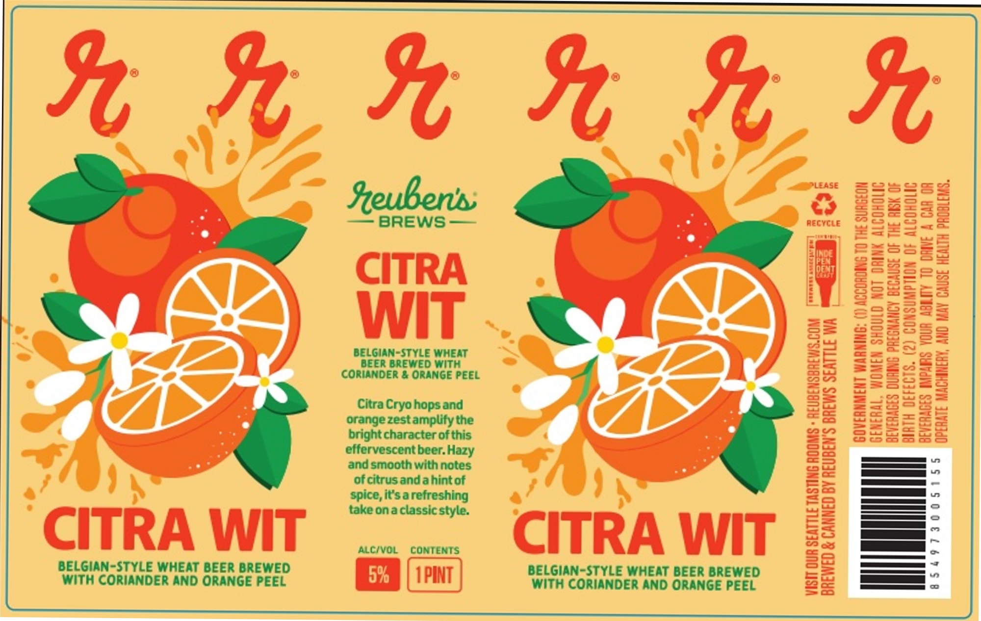 Citra Wit by Reuben’s Brews - beer label