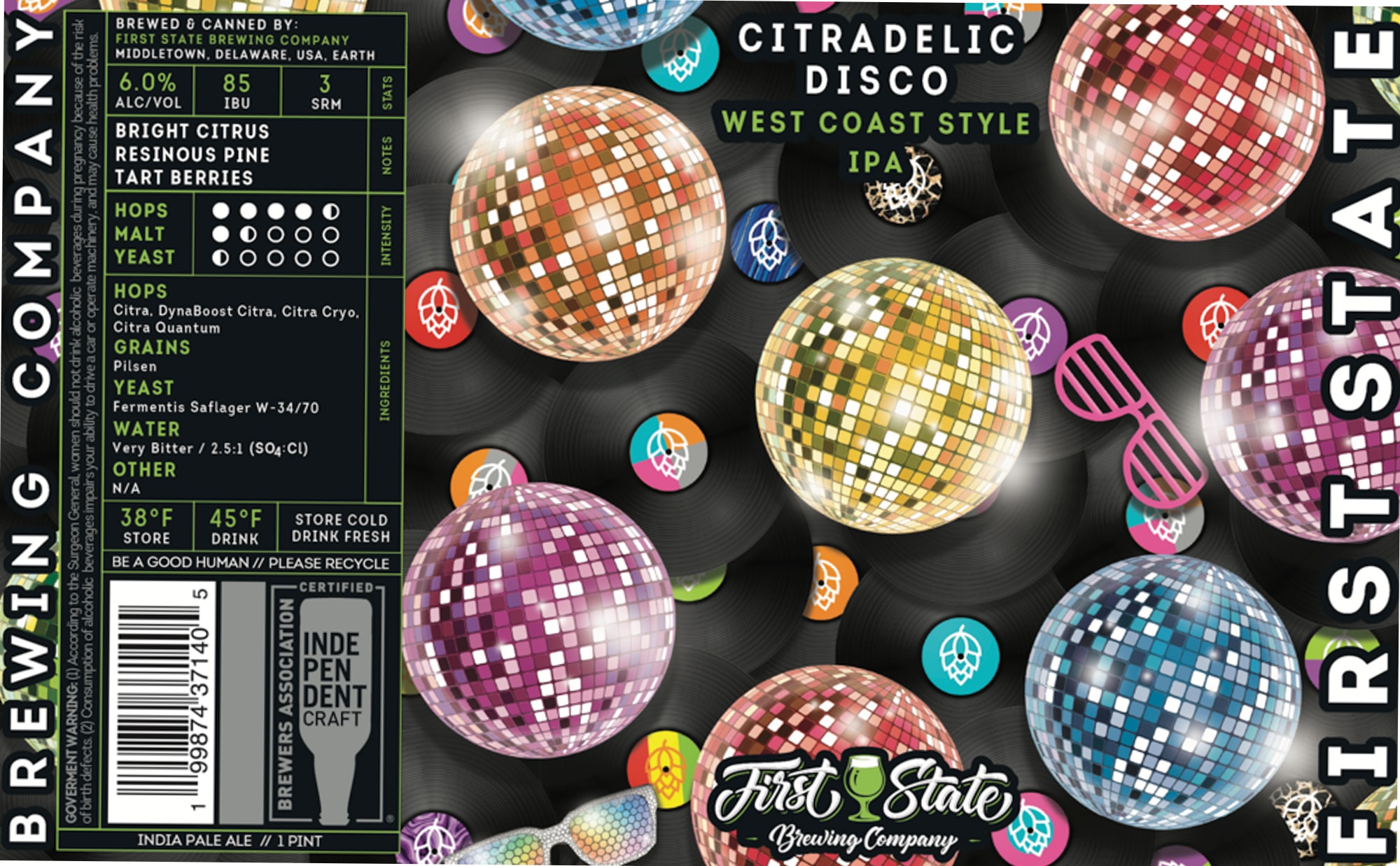 Citradelic Disco by First State Brewing Company - beer label