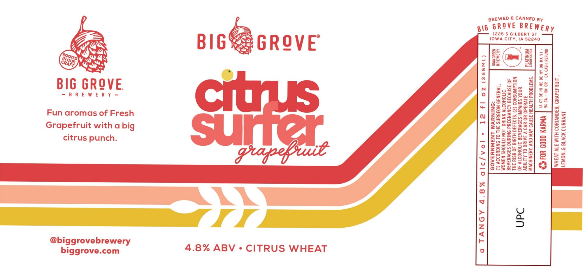 Citrus Surfer by Big Grove Brewery - beer label