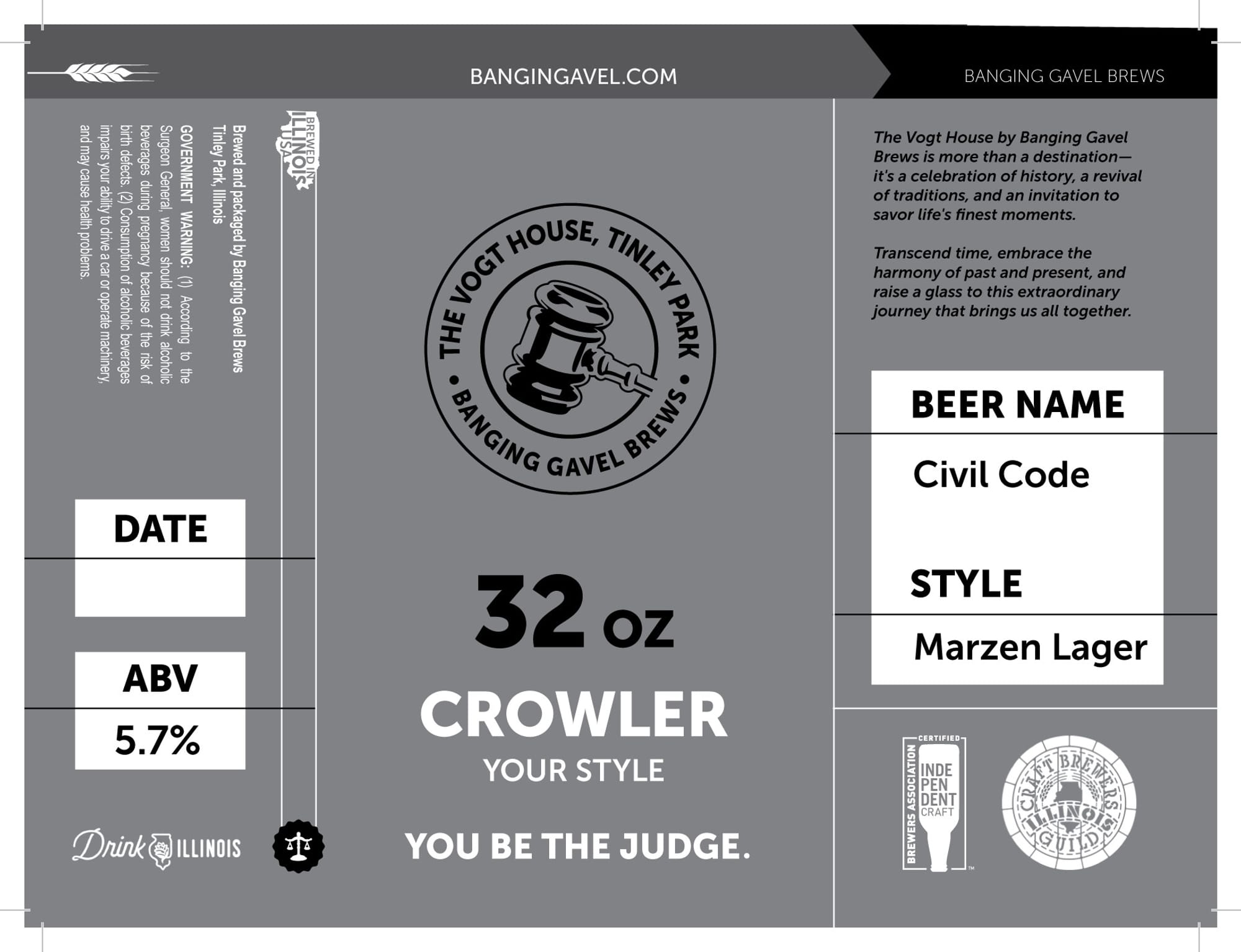 Civil Code by Banging Gavel Brews - beer label