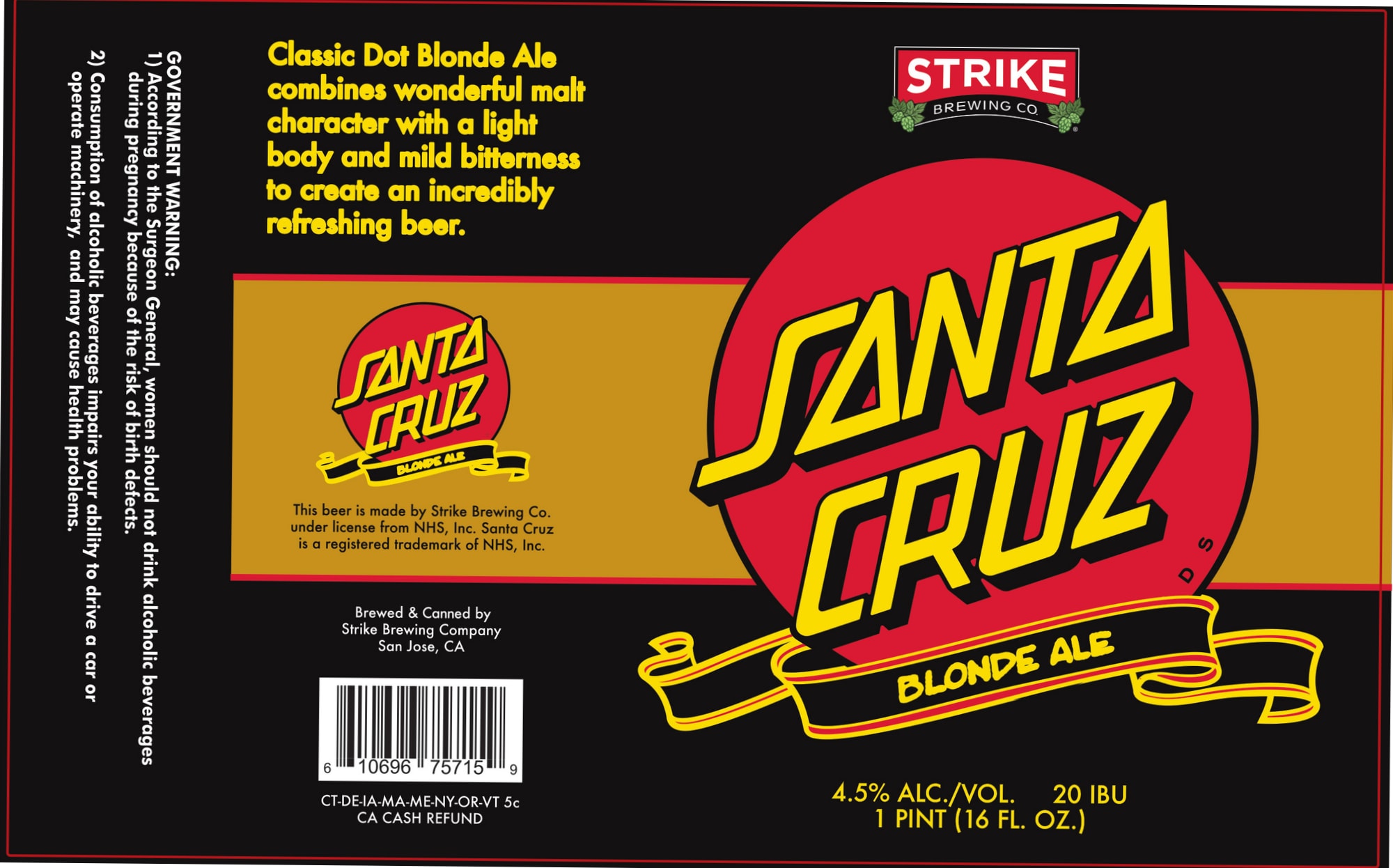 Classic Dot Blonde Ale by Strike Brewing Co. - beer label
