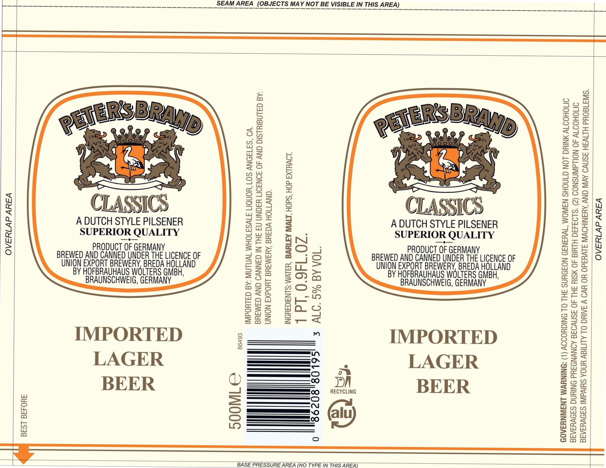Classics by Peters’ Brand - beer label