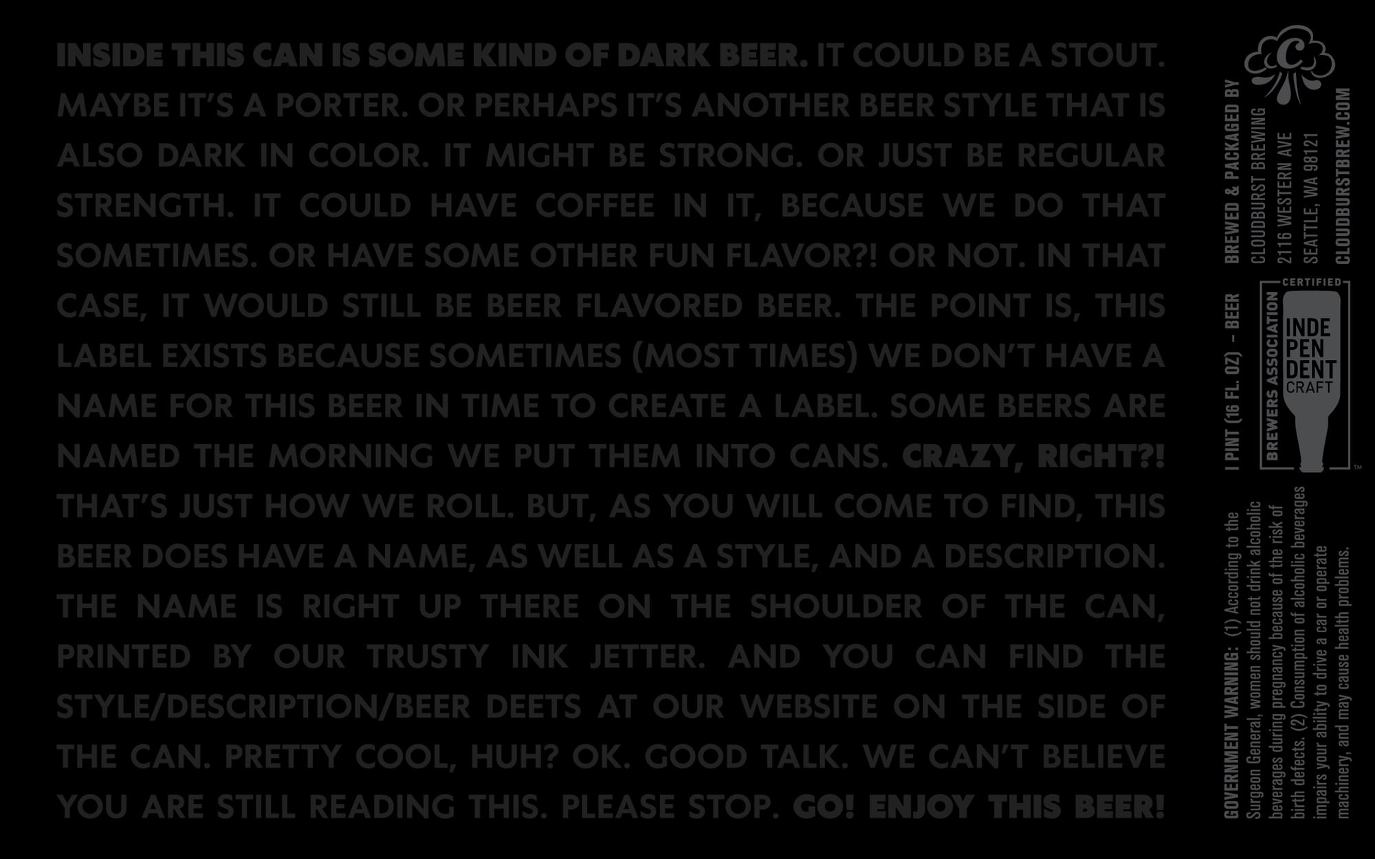 Ink Jetter by Cloudburst Brewing - beer label
