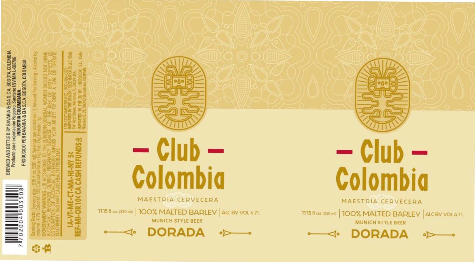 Club Colombia Dorada by Bavaria S.A. - beer label