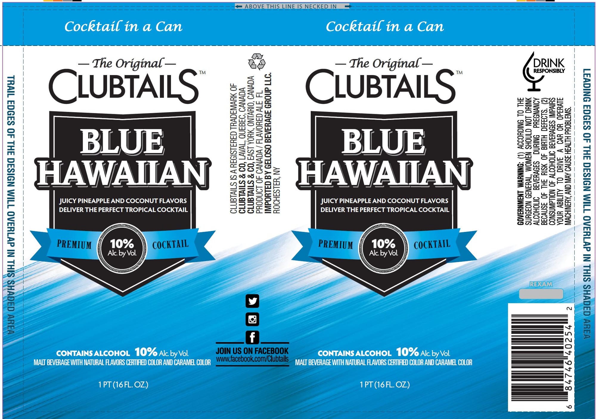 Clubtails Blue Hawaiian by Geloso Beverage Group - beer label
