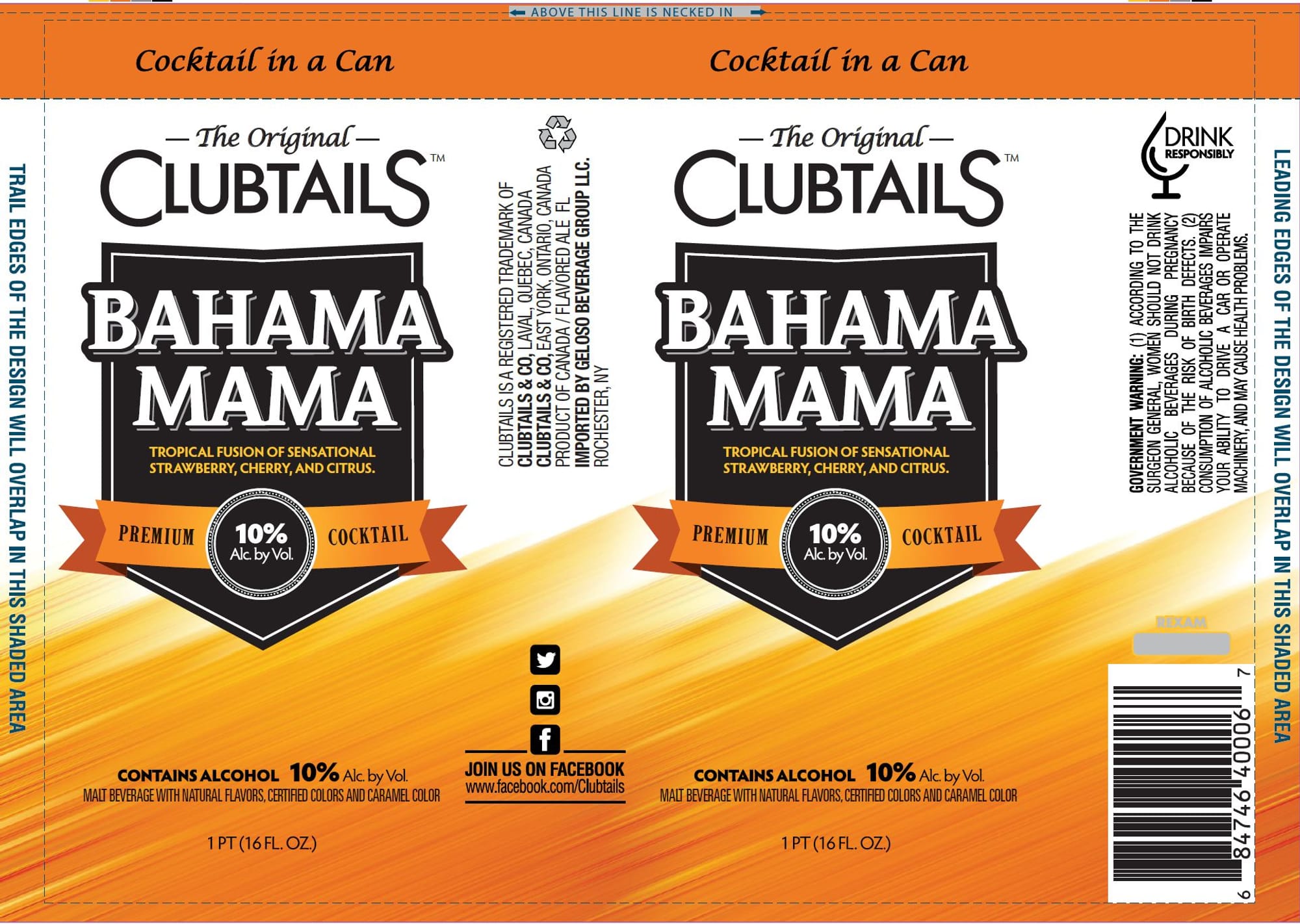 Clubtails Bahama Mama by Geloso Beverage Group - beer label