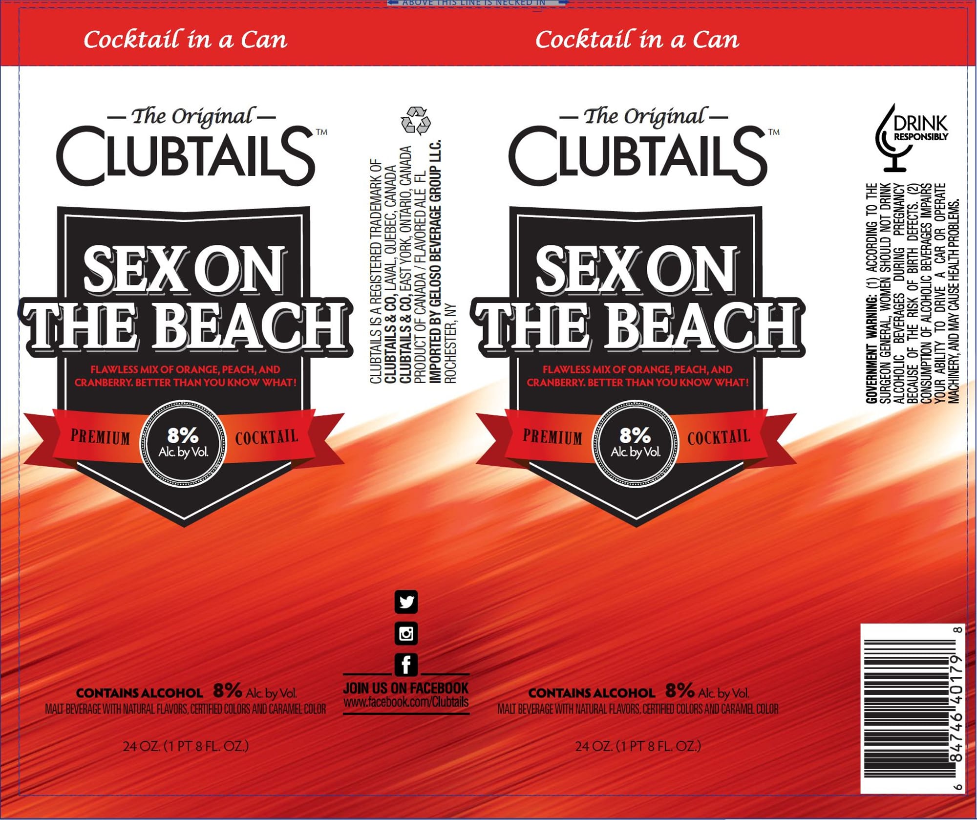 Clubtails Sex on the Beach by Geloso Beverage Group LLC - beer label