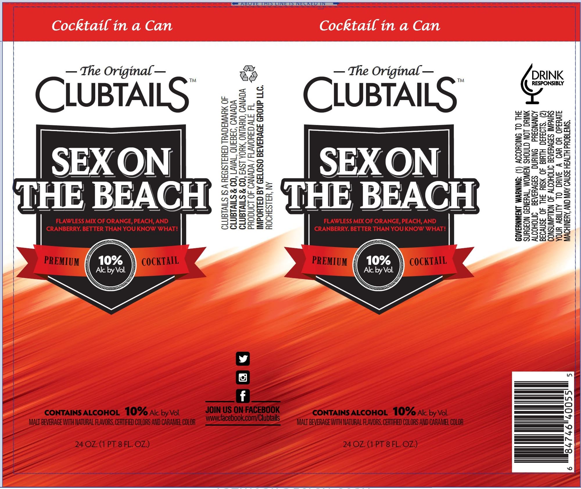 Clubtails Sex on the Beach by Geloso Beverage Group LLC - beer label