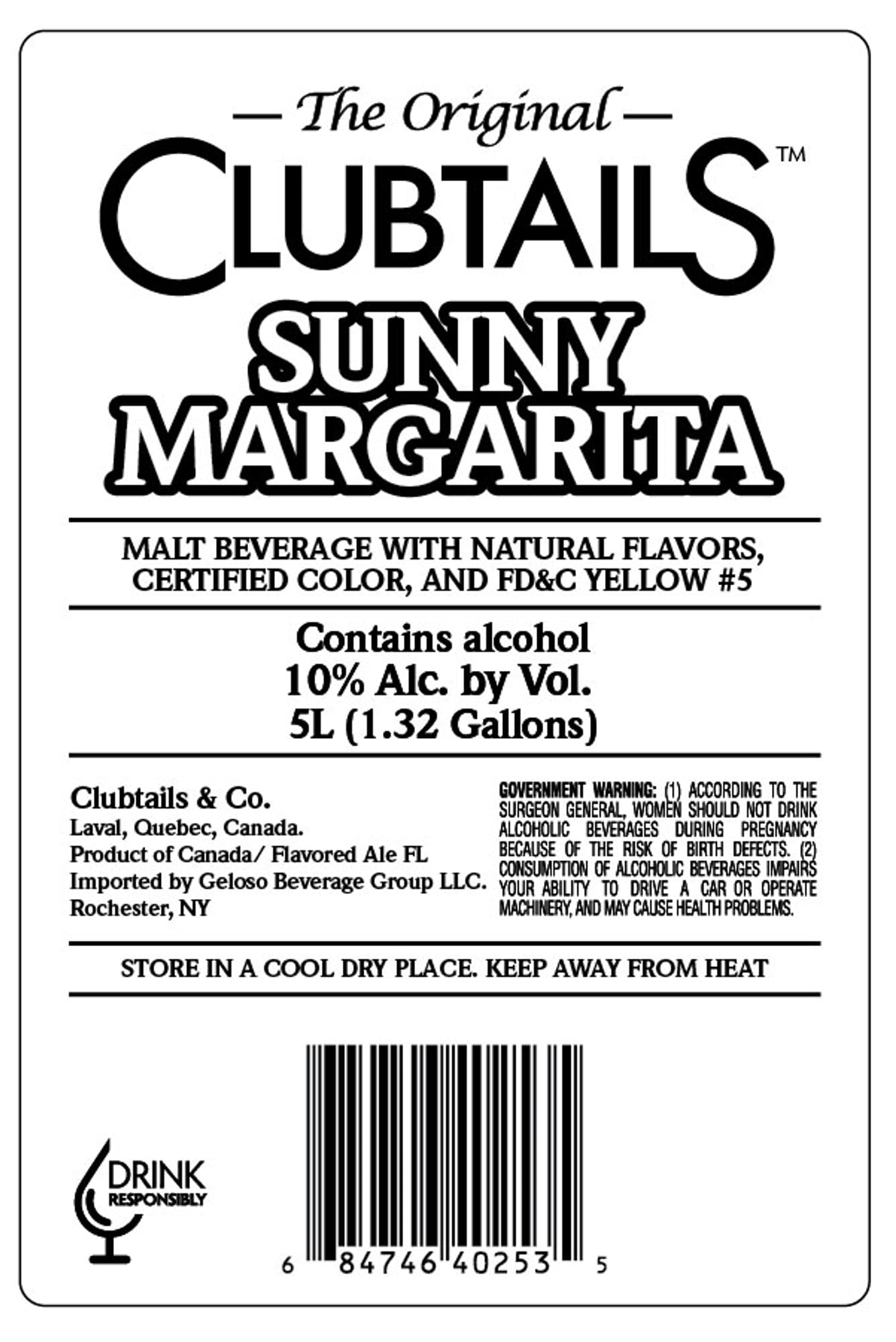 Sunny Margarita by Clubtails & Co. - beer label