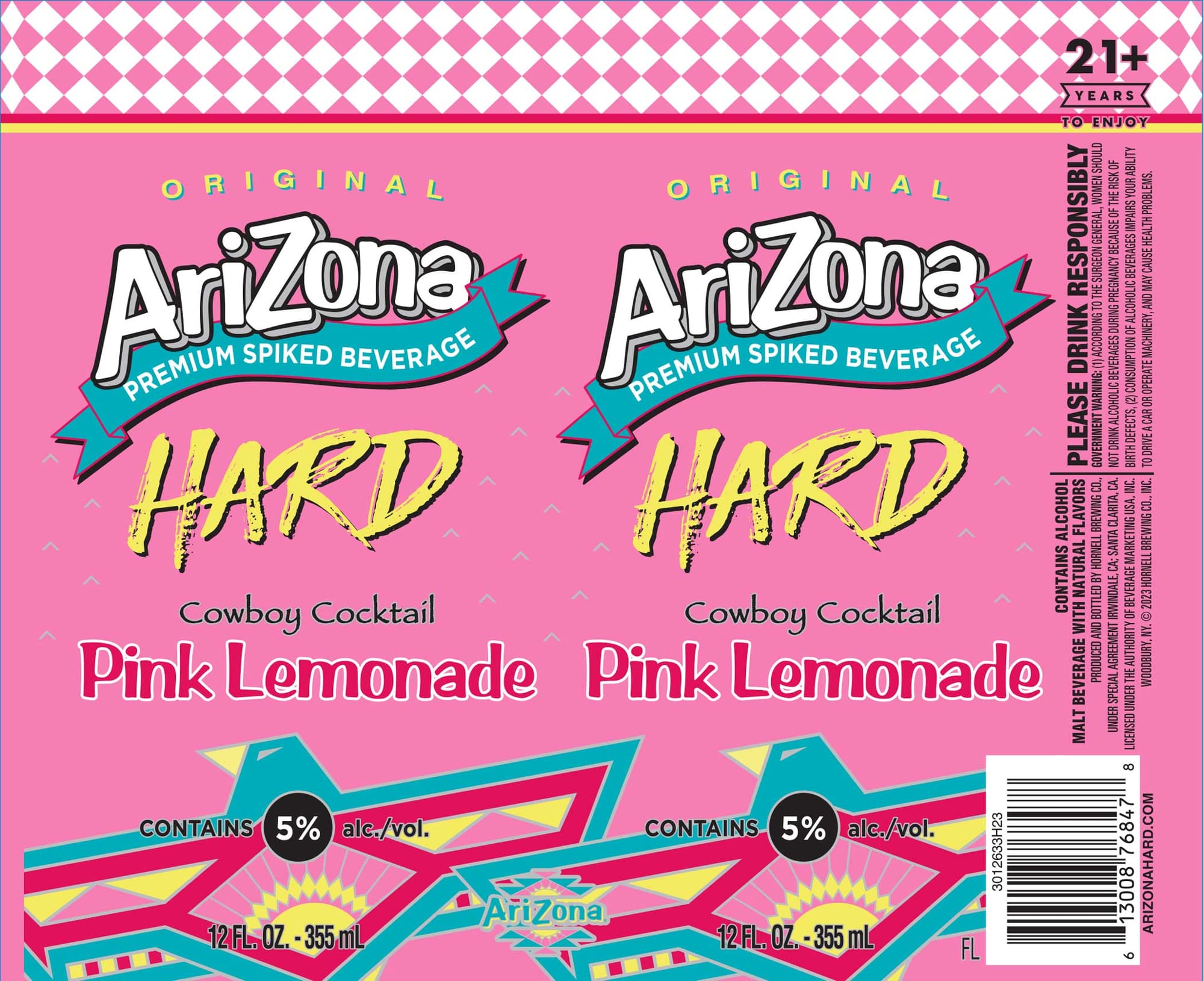 Hard Lemonade Cowboy Cocktail Pink Lemonade by Arizona - beer label