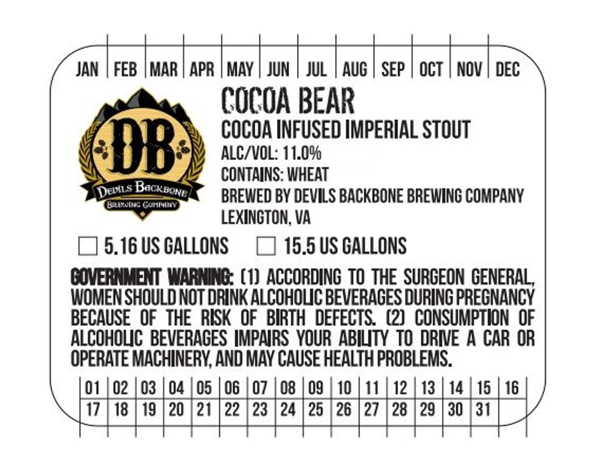 Cocoa Bear by Devil's Backbone Brewing Company - beer label