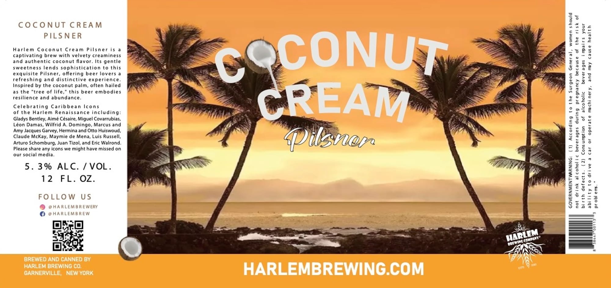 Coconut Cream Pilsner by Harlem Brewing Co. - beer label